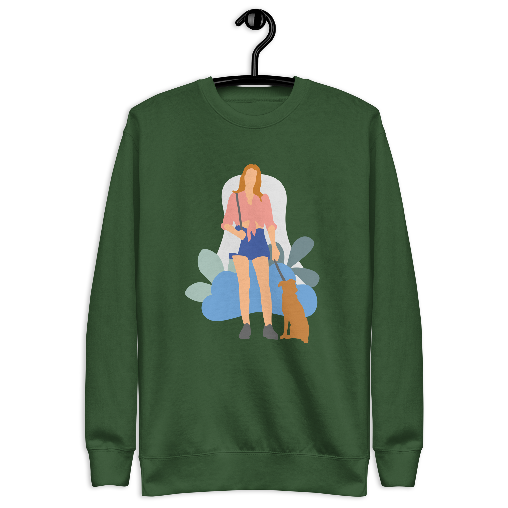 Unisex Girl With Dog Premium Printed Sweatshirt vintage-black
