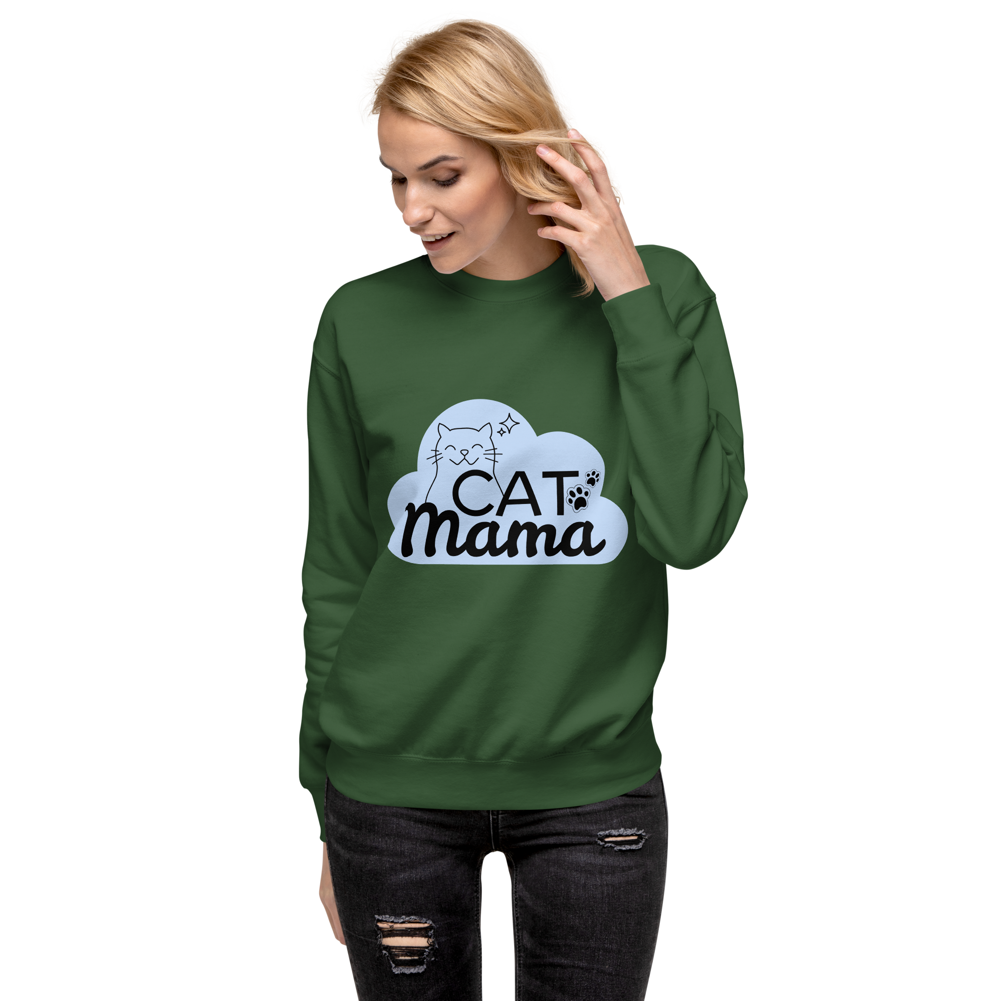 Unisex Cat Mama Premium Printed Sweatshirt dusty-rose