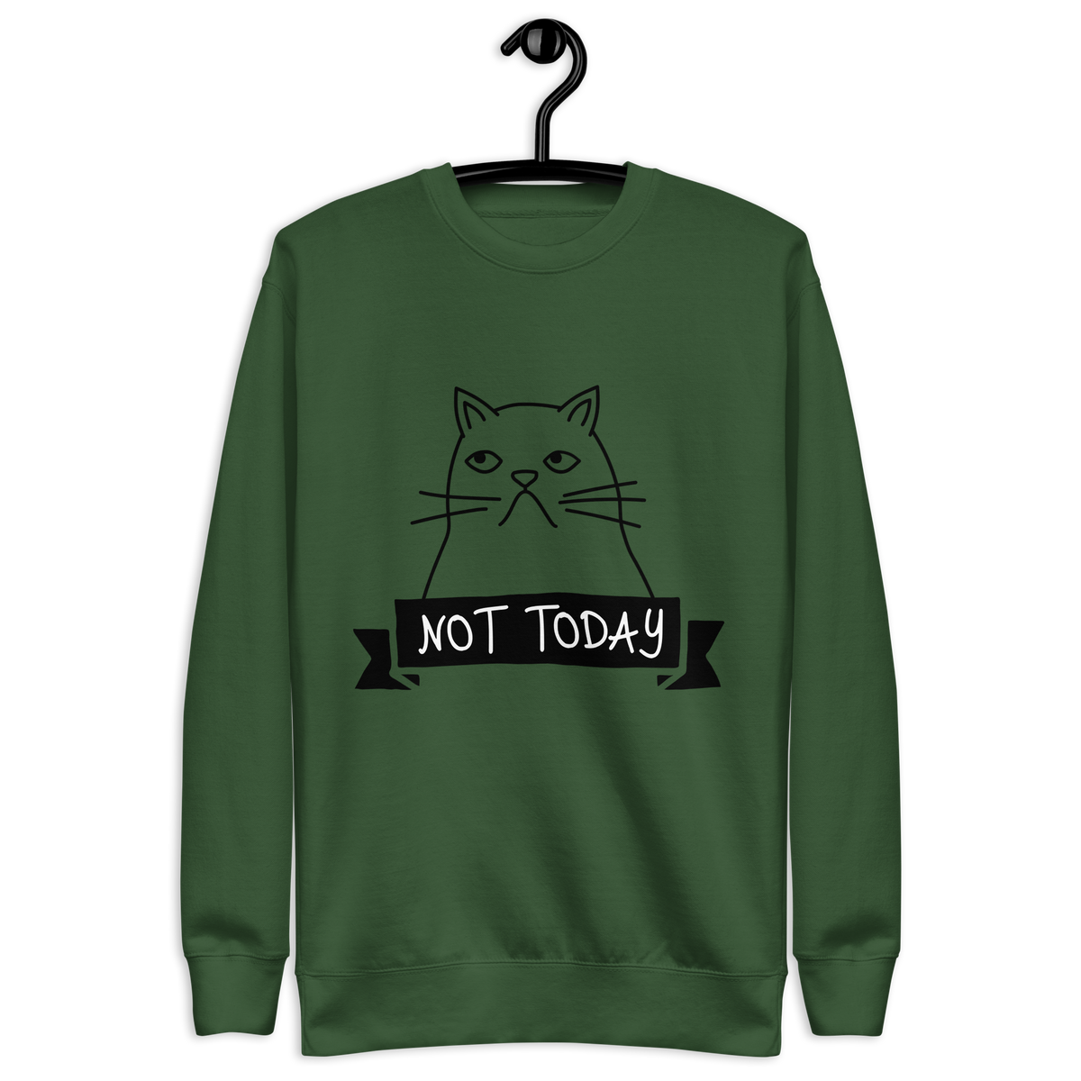 Unisex Not Today Cat Premium Printed Sweatshirt carbon-grey