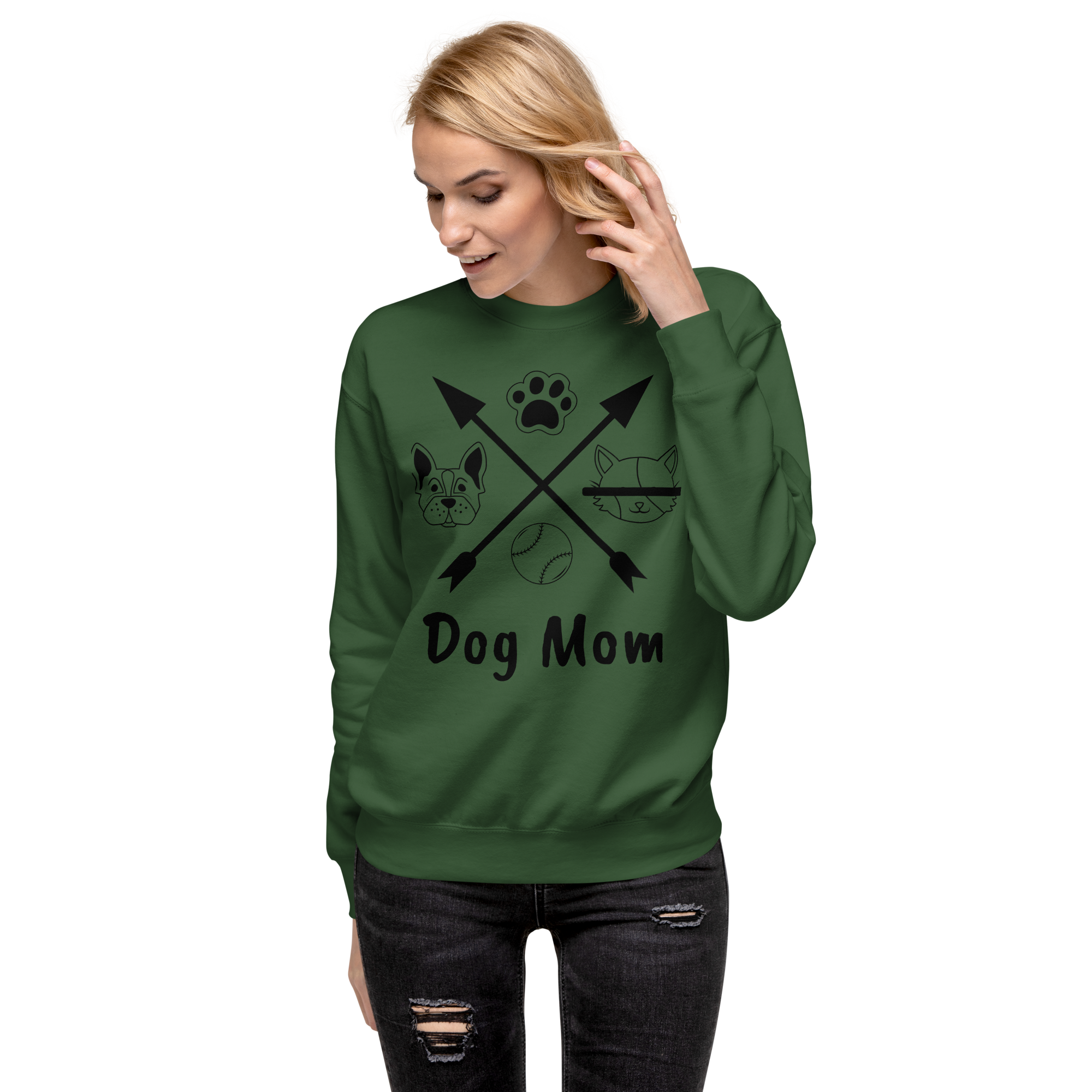 Unisex Dog Mom Graphic Premium Printed Sweatshirt carbon-grey