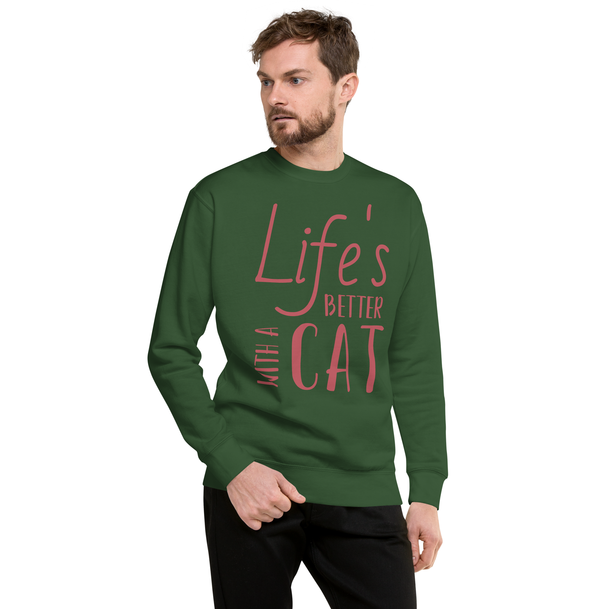 Unisex Life S Better With Cat Premium Printed Sweatshirt team-royal