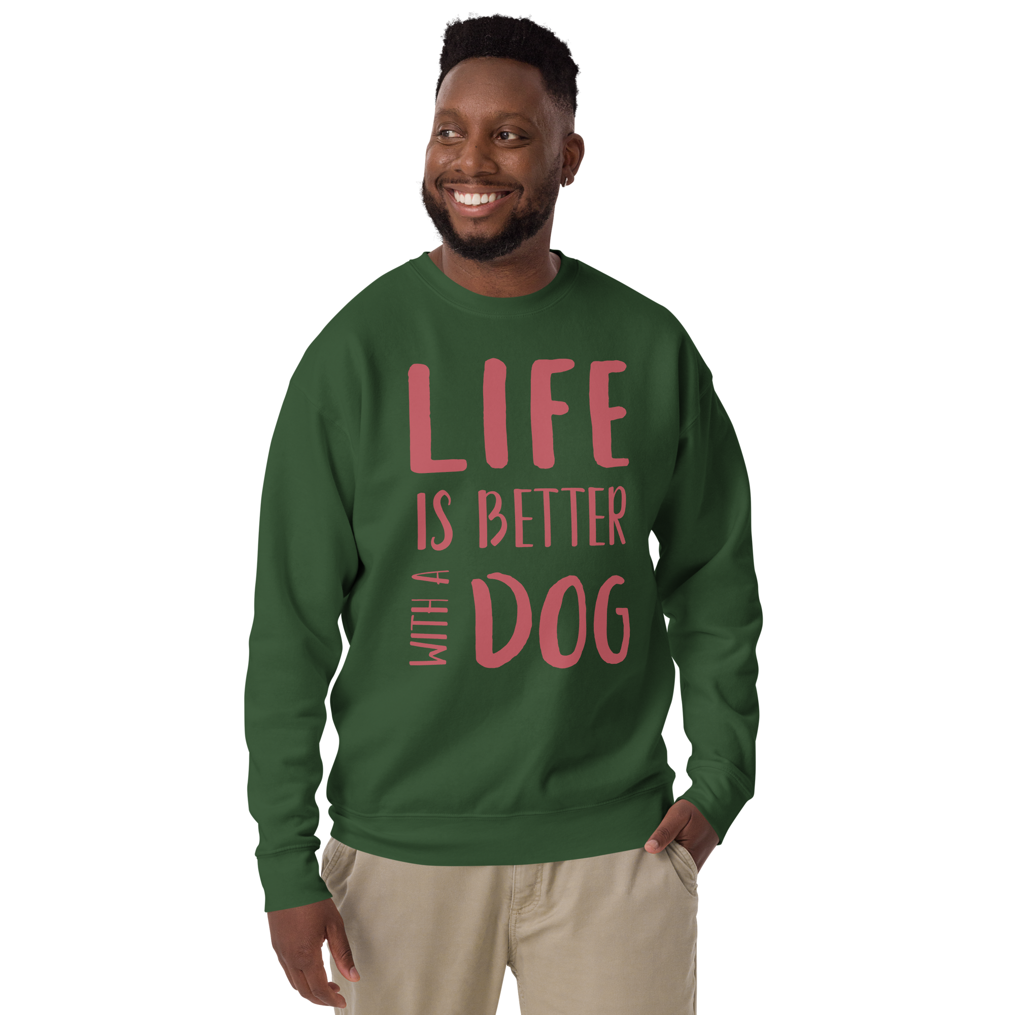 Unisex Life Is Better With Dog Premium Printed Sweatshirt navy-blazer