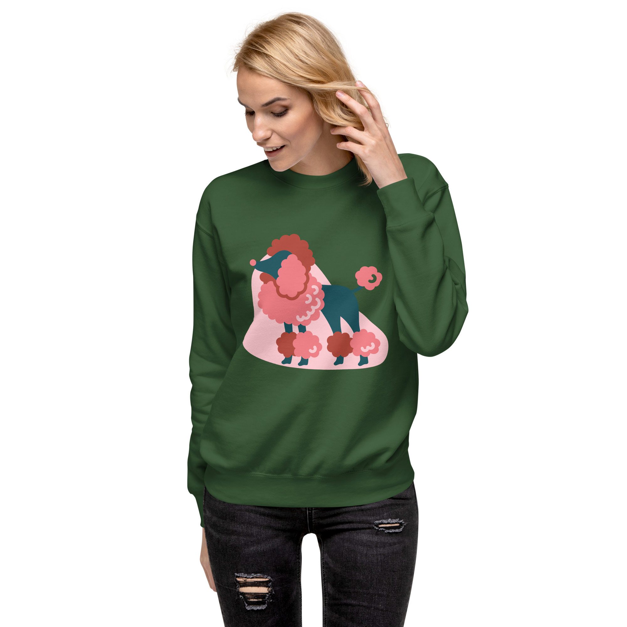 Unisex Life Is Better With Dog Premium Printed Sweatshirt 1 forest-green