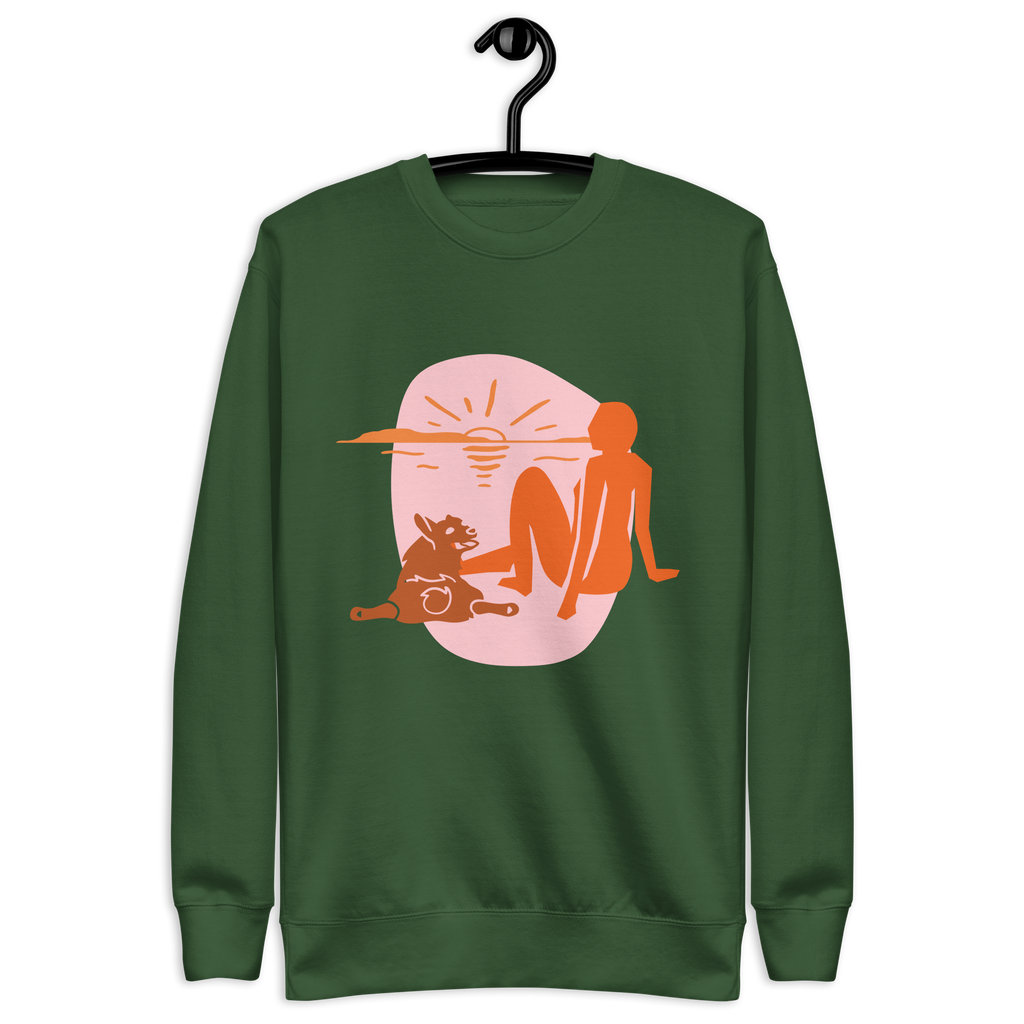 Unisex Woman With Cat Premium Printed Sweatshirt team-red