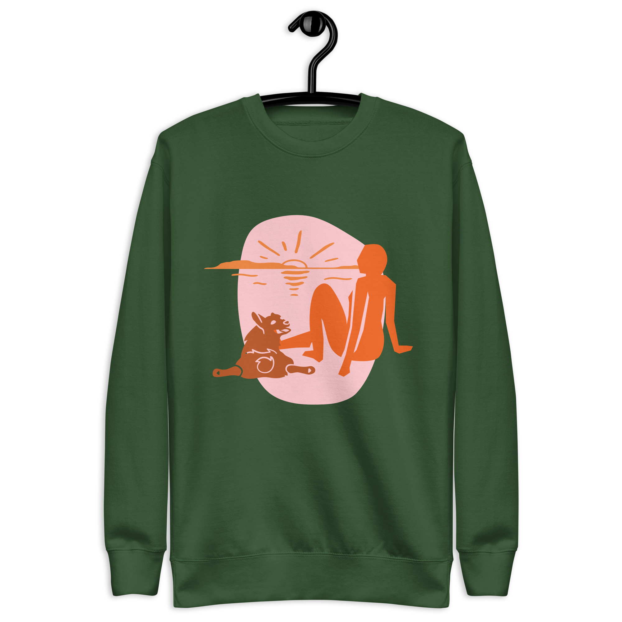 Unisex Woman With Cat Premium Printed Sweatshirt team-red