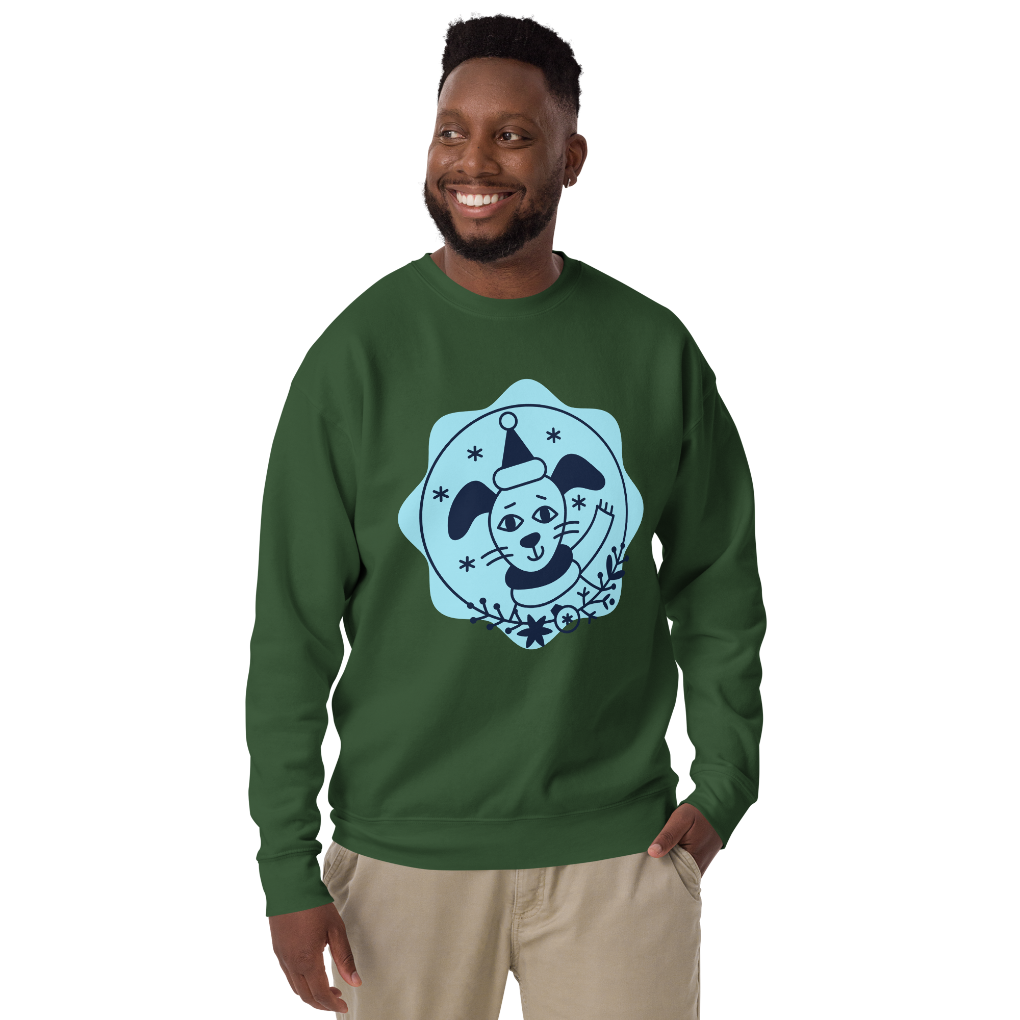 Unisex Dog Birthday Sweatshirt Premium Printed Sweatshirt forest-green