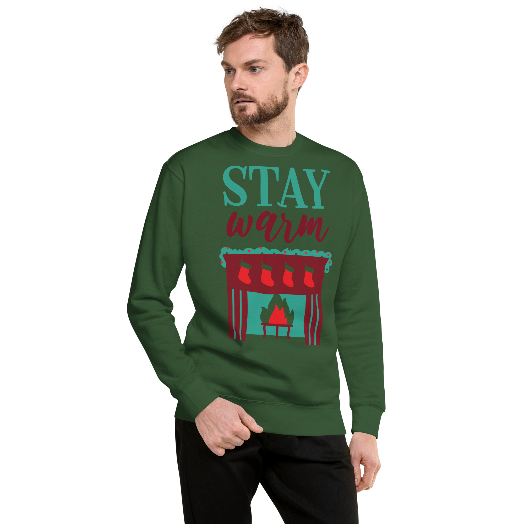 Unisex Stay Warm Christmas Premium Printed Sweatshirt team-red