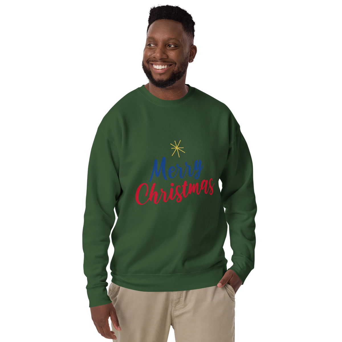 Unisex Merry Christmas Premium Printed Sweatshirt Bone