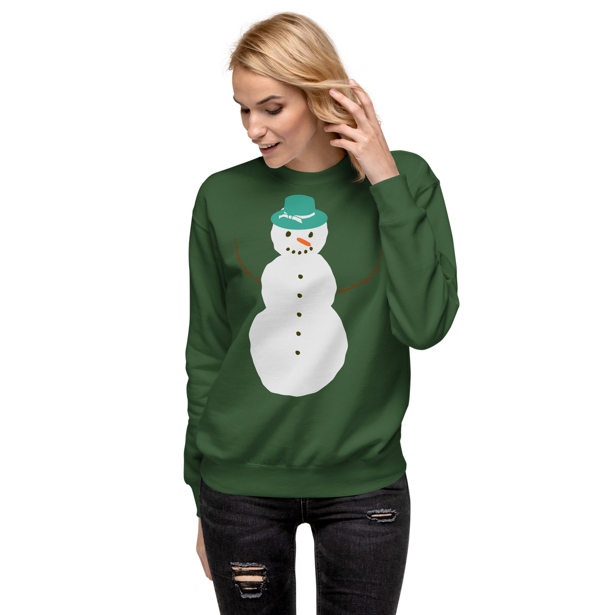 Unisex Snowman Christmas Premium Printed Sweatshirt dusty-rose