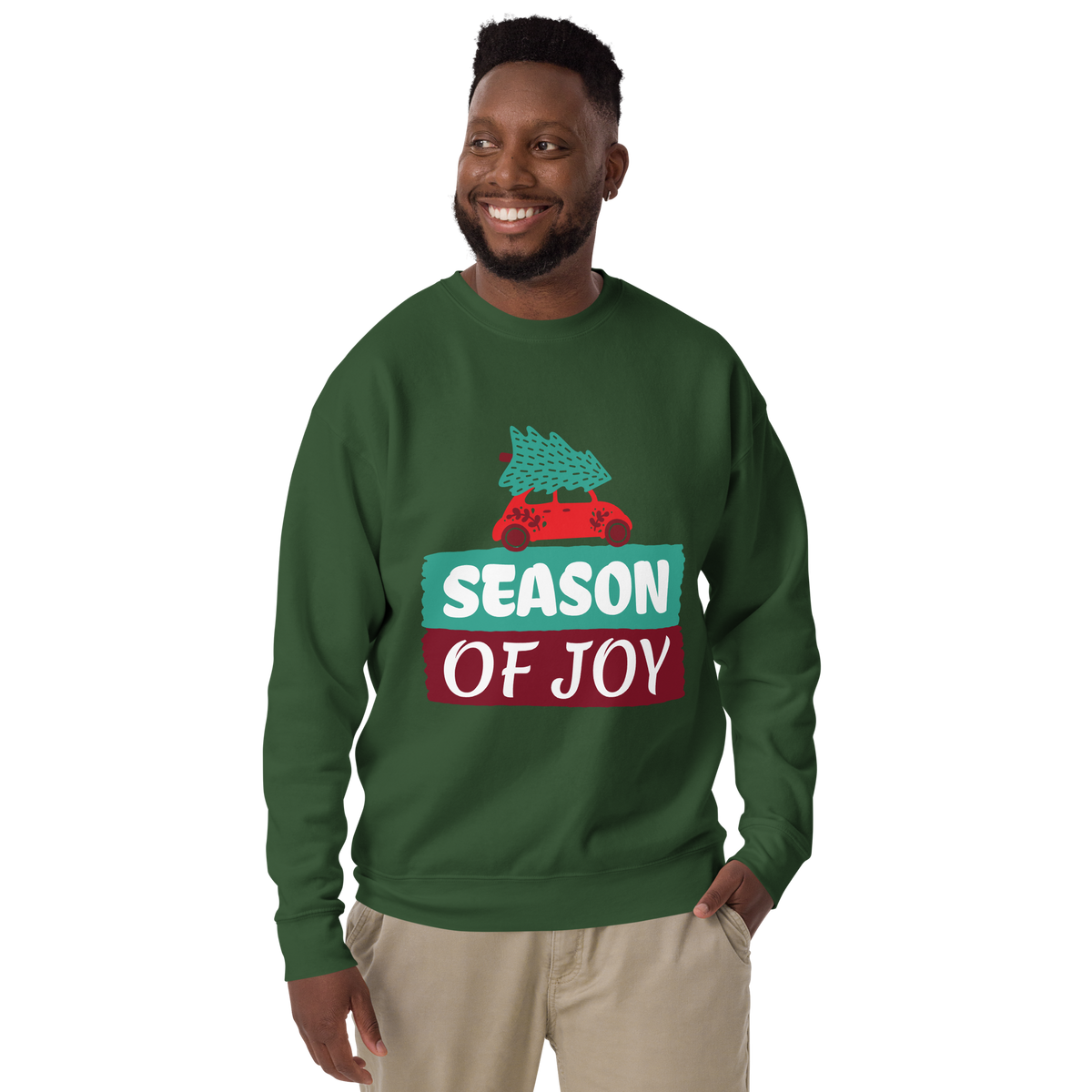 Unisex Season Of Joy Christmas Premium Printed Sweatshirt forest-green
