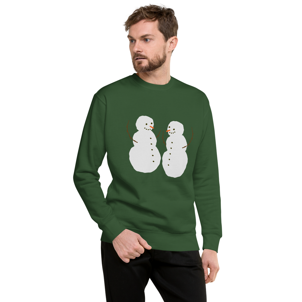 Unisex Snowman Christmas Premium Printed Sweatshirt 1 forest-green