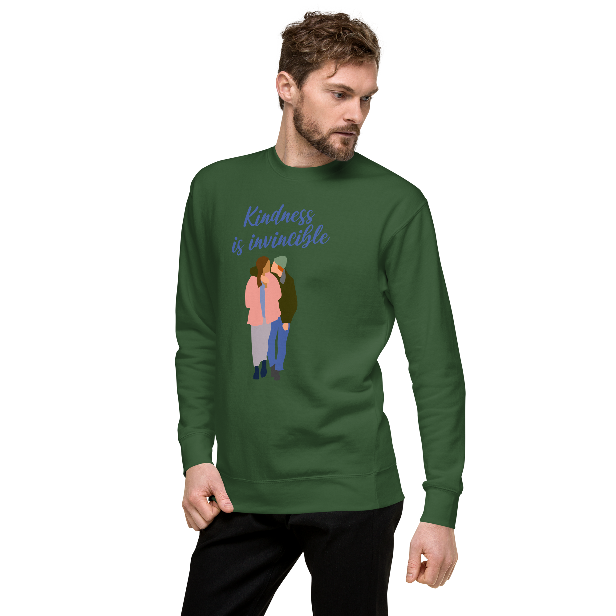 Unisex Kindness Is Invincible Premium Printed Sweatshirt black