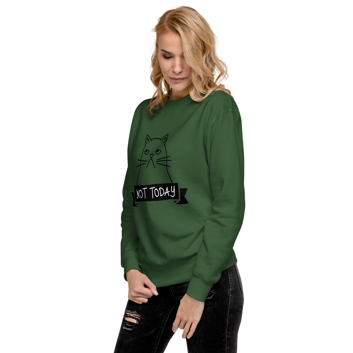 Unisex Not Today Cat Premium Printed Sweatshirt dusty-rose