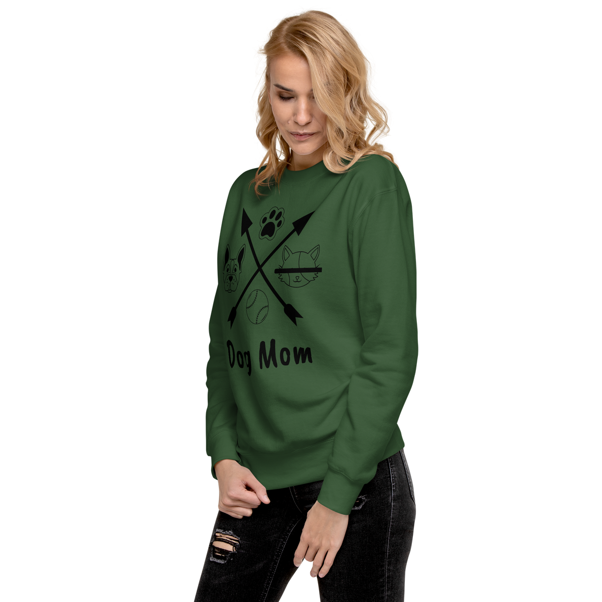 Unisex Dog Mom Graphic Premium Printed Sweatshirt carbon-grey