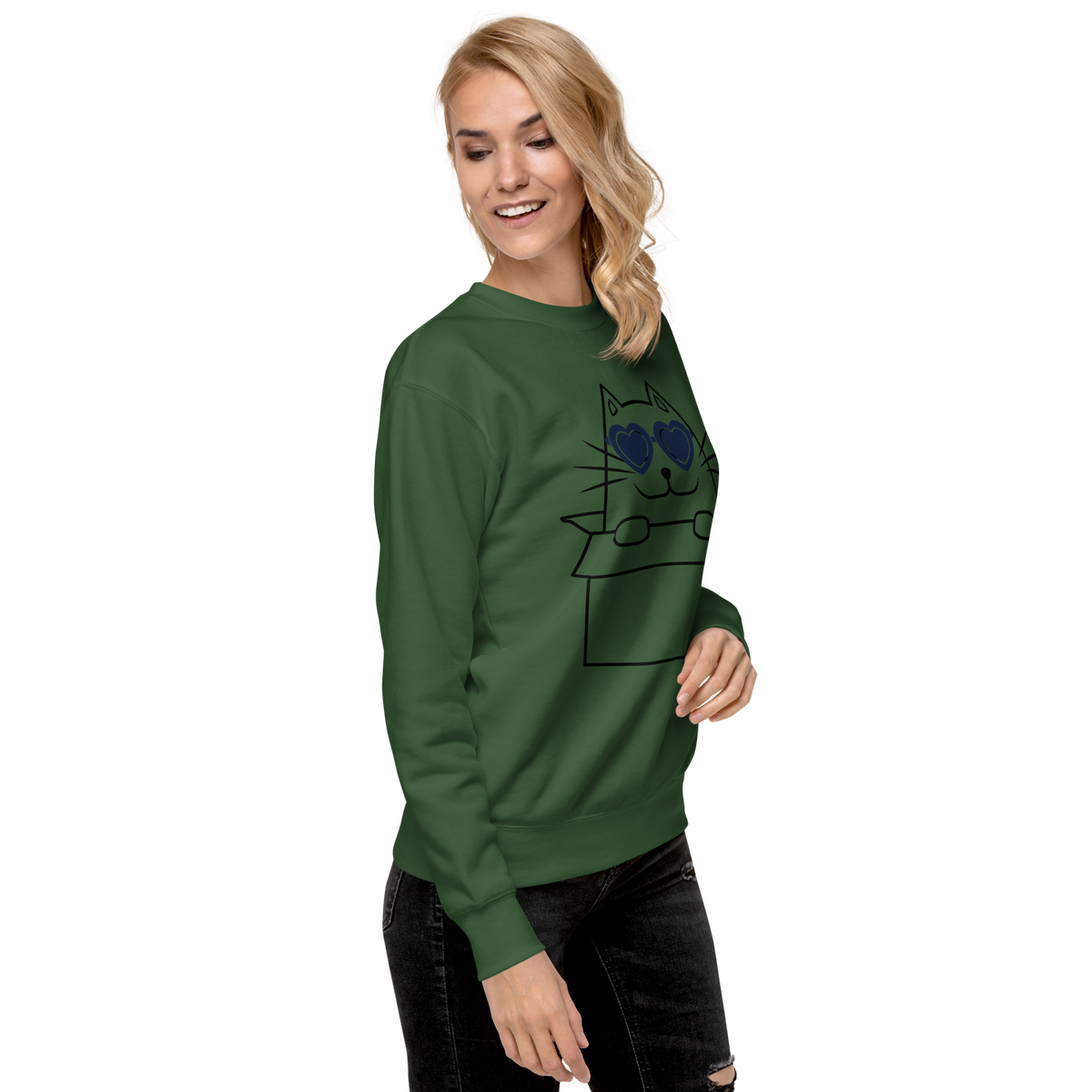 Unisex Cat In A Box Premium Printed Sweatshirt white