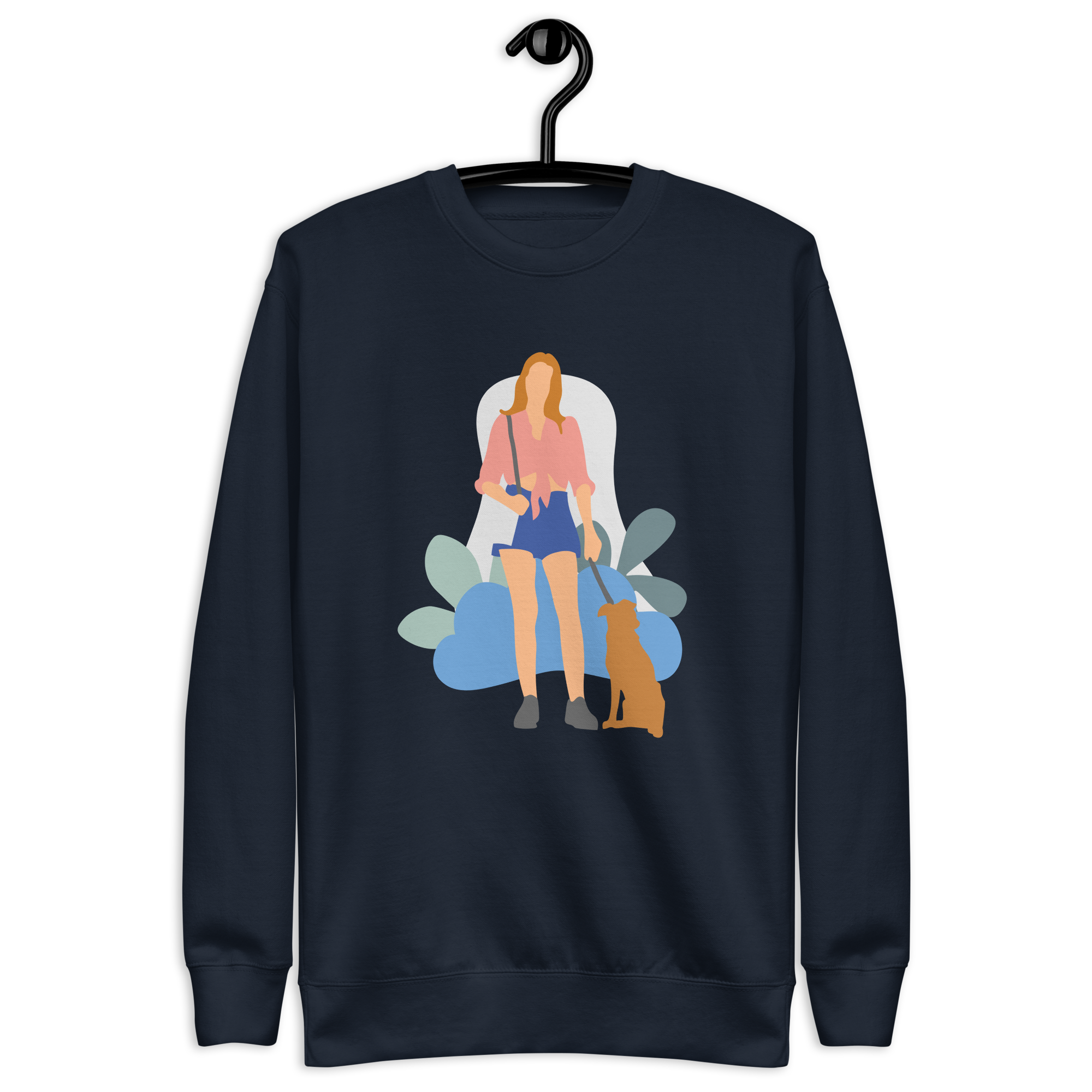 Unisex Girl With Dog Premium Printed Sweatshirt navy-blazer