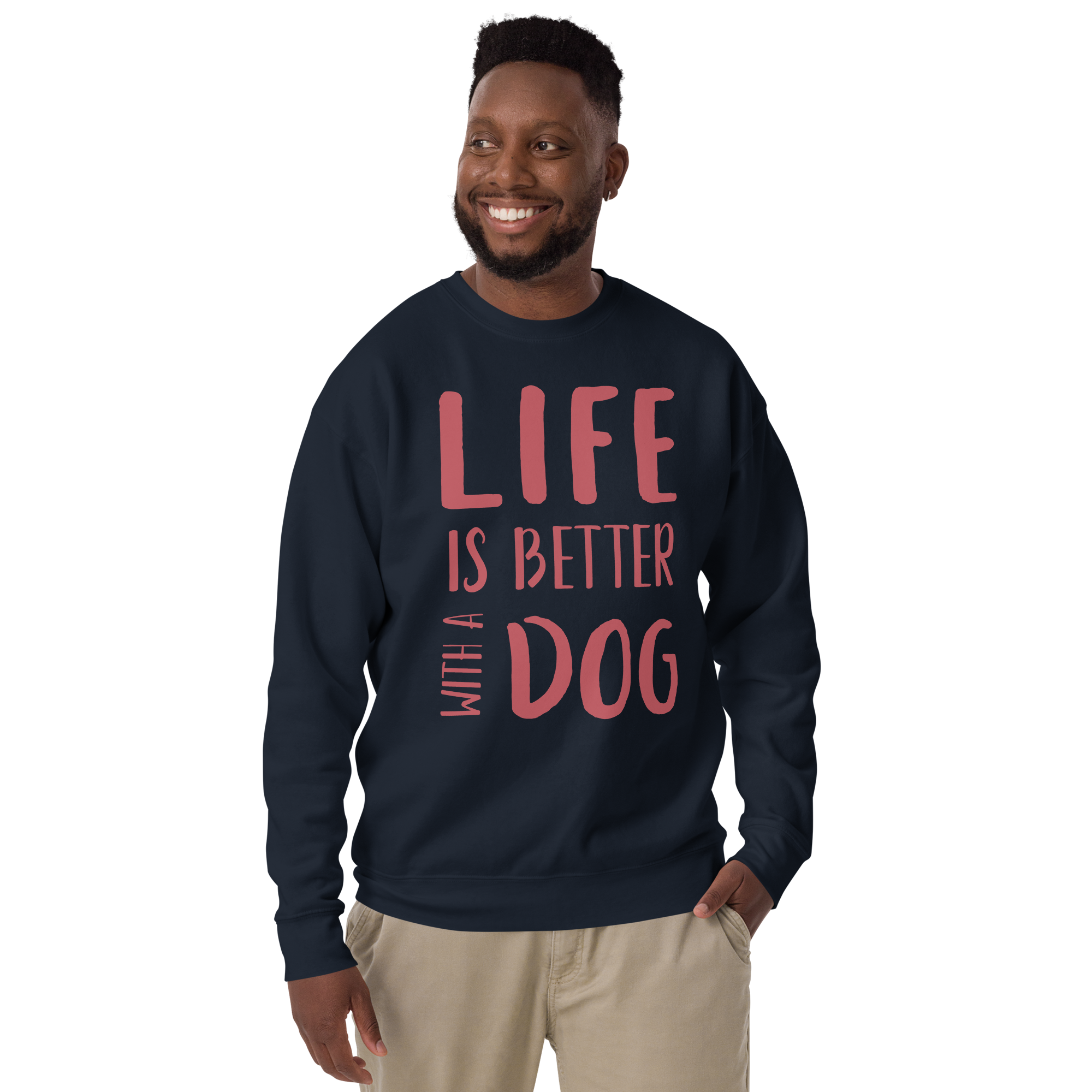 Unisex Life Is Better With Dog Premium Printed Sweatshirt forest-green