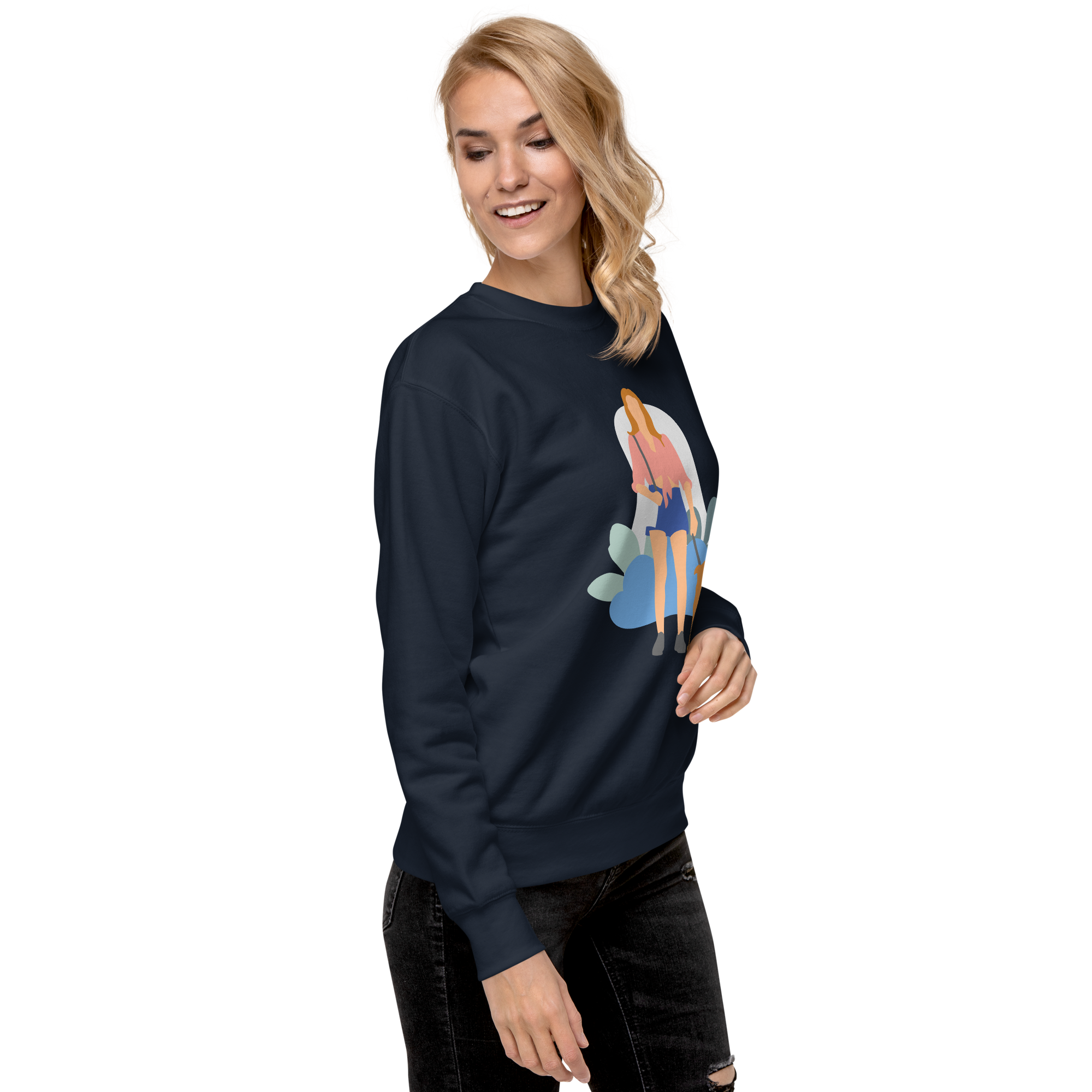 Unisex Girl With Dog Premium Printed Sweatshirt vintage-black