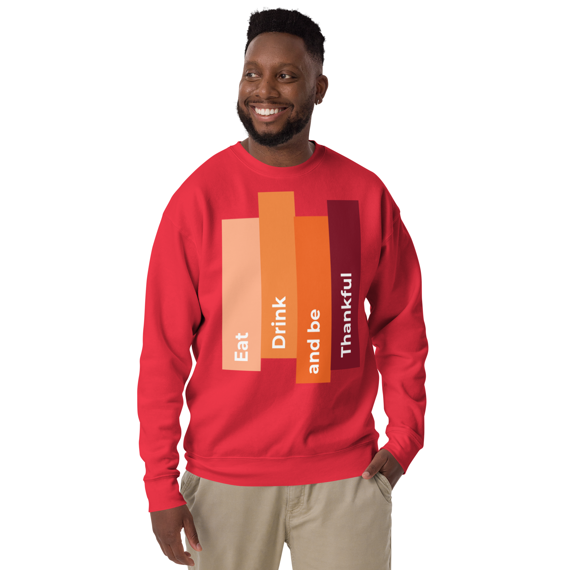 Unisex Eat Drink Be Thankful Fall Premium Printed Sweatshirt dusty-rose