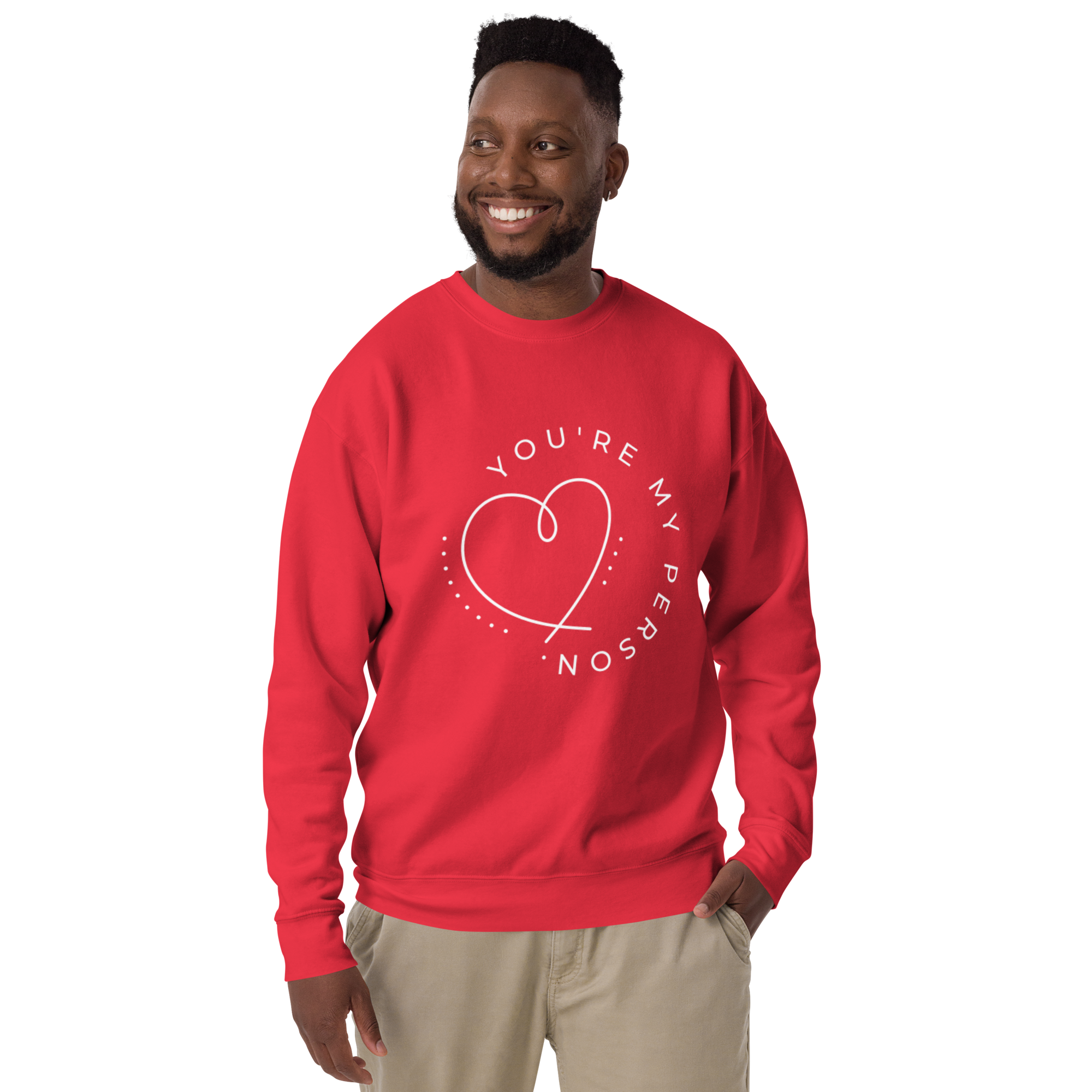Unisex You Re My Person Heart Line Premium Printed Sweatshirt black