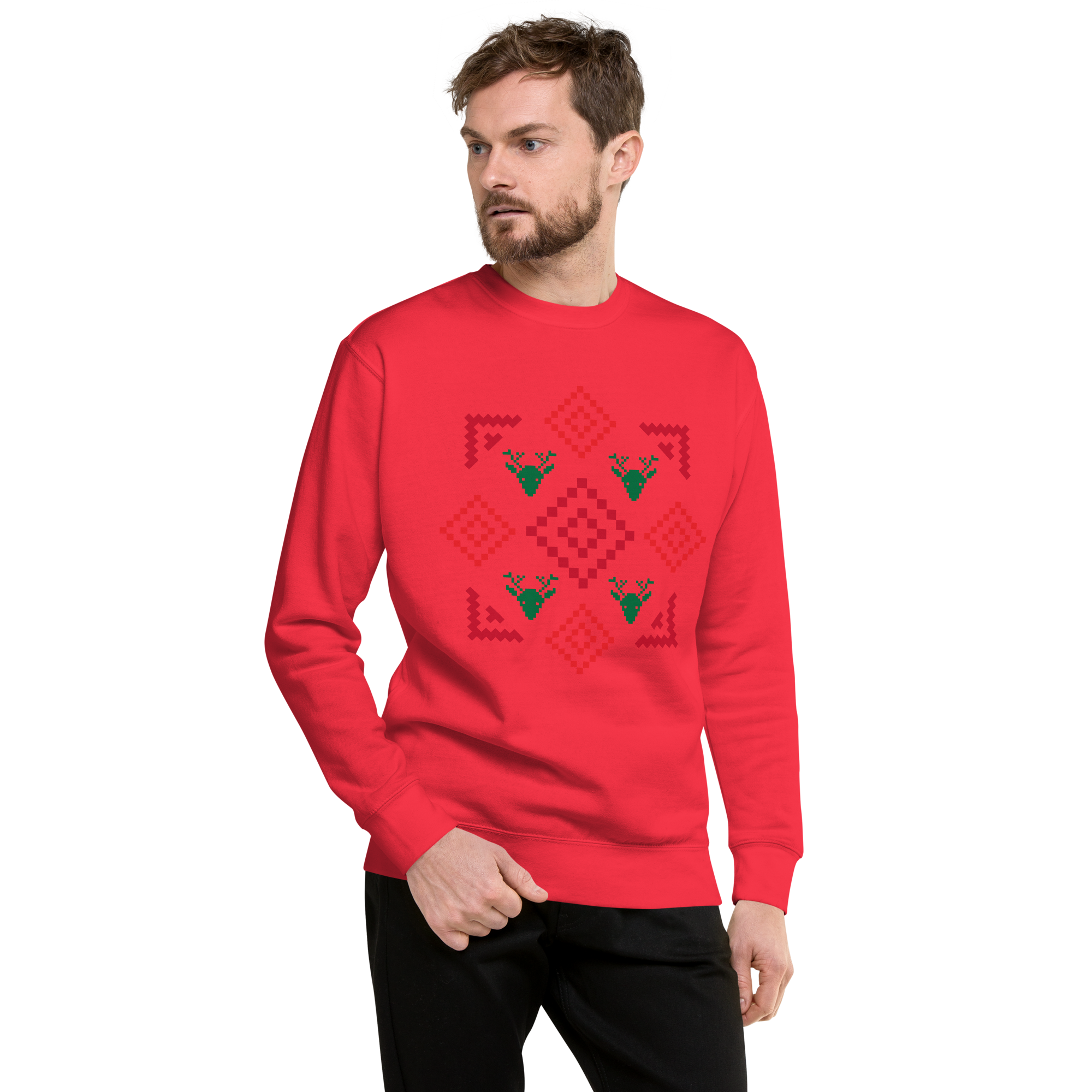 Unisex Geometric Christmas Pattern Premium Printed Sweatshirt team-royal