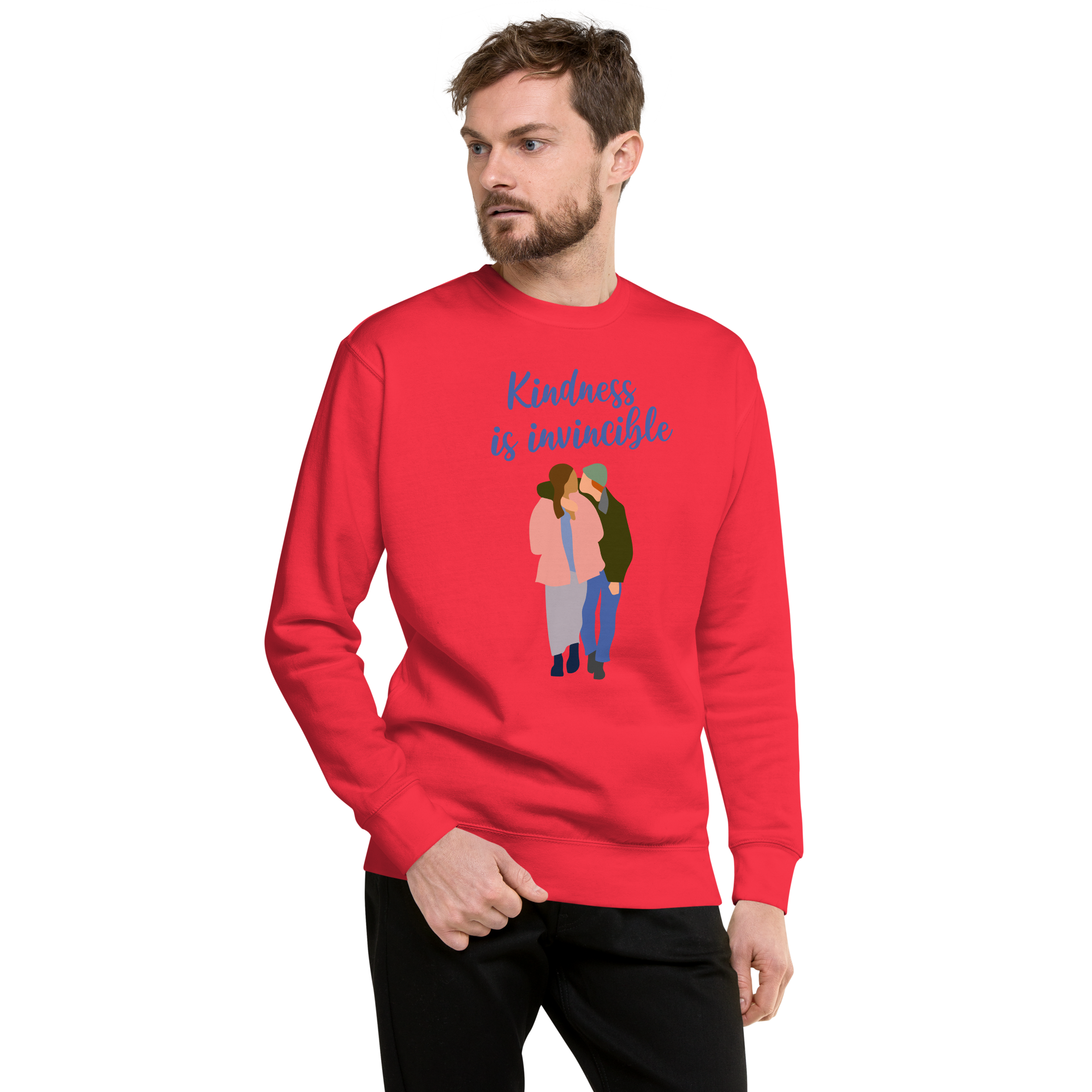 Unisex Kindness Is Invincible Premium Printed Sweatshirt vintage-black