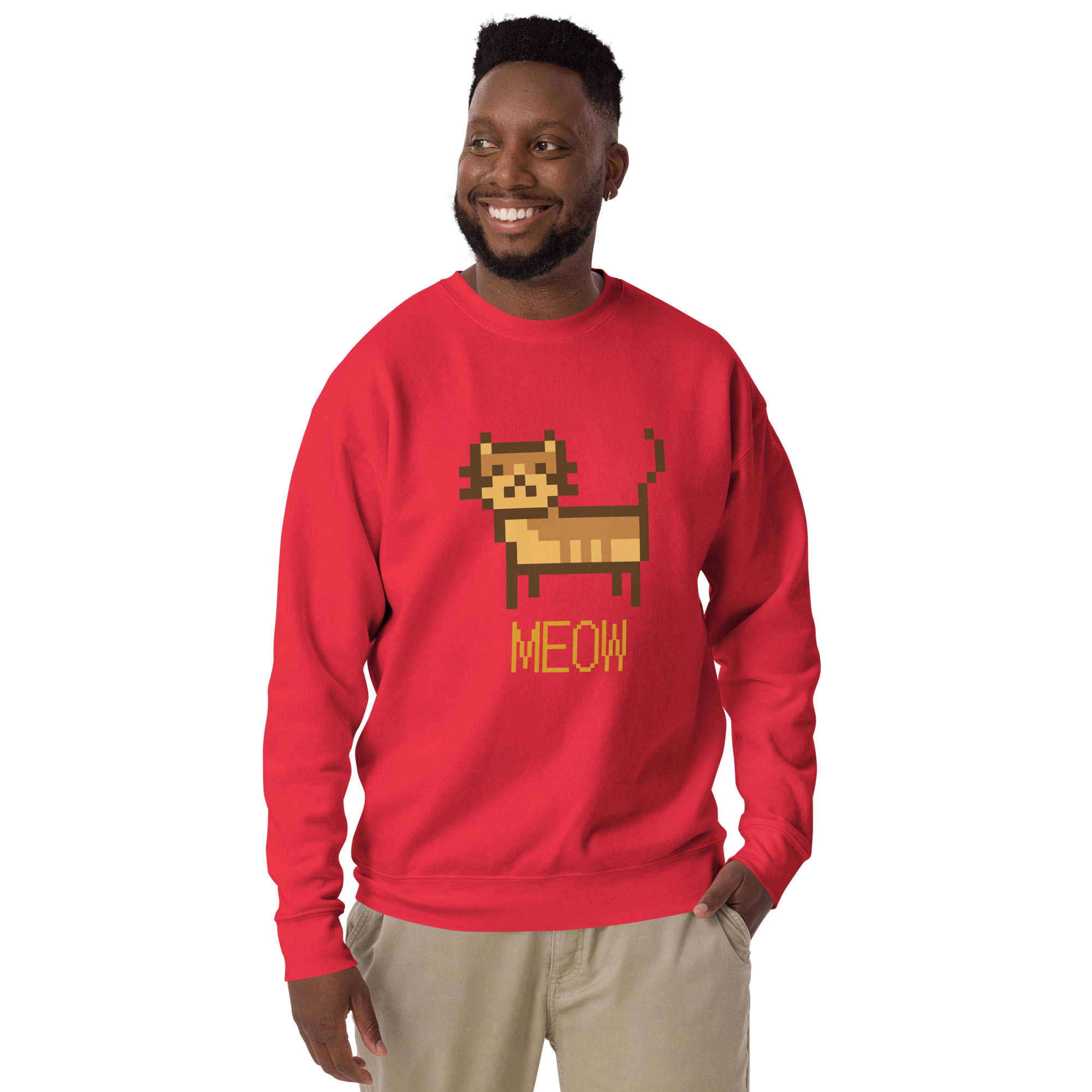 Unisex Pixel Cat Meow Premium Printed Sweatshirt carbon-grey