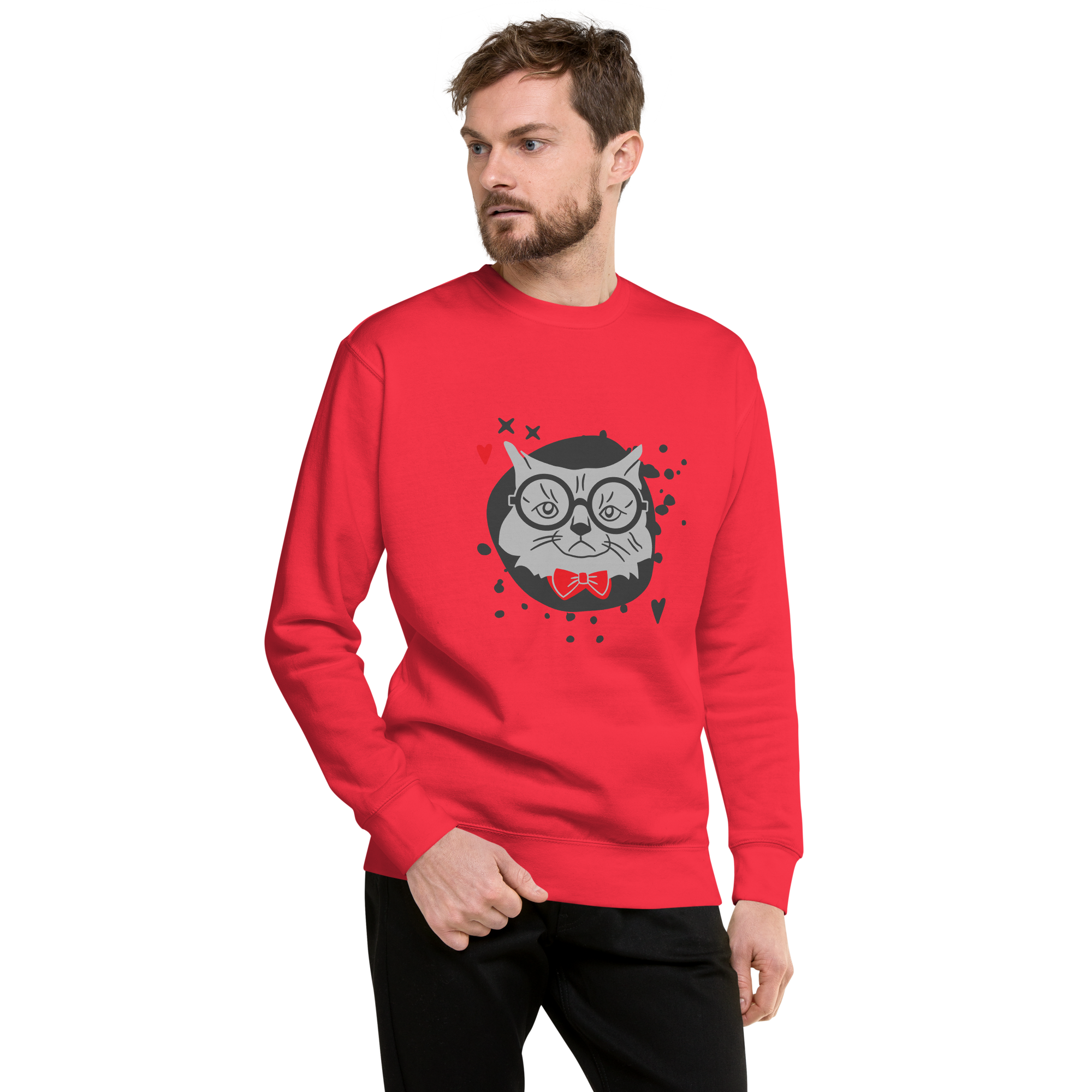 Cute Owl Graphic Sweatshirt team-red