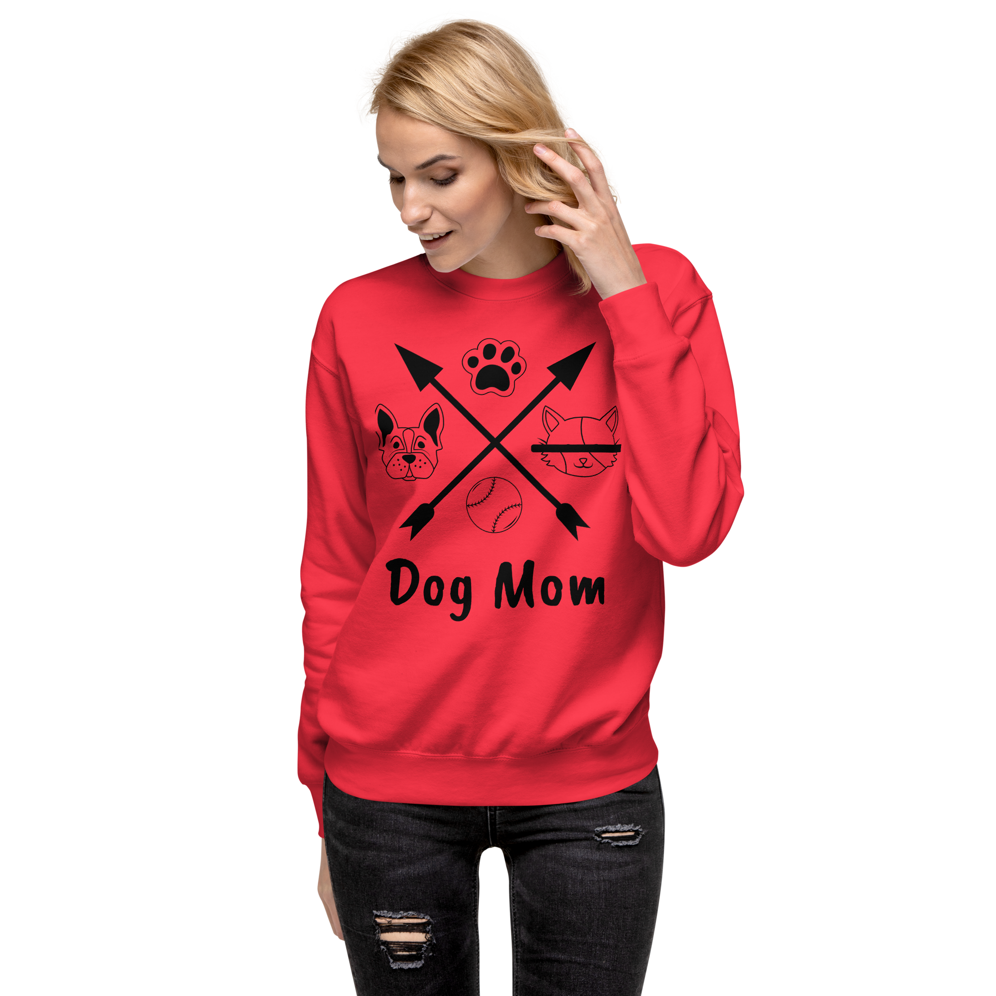 Unisex Dog Mom Graphic Premium Printed Sweatshirt white