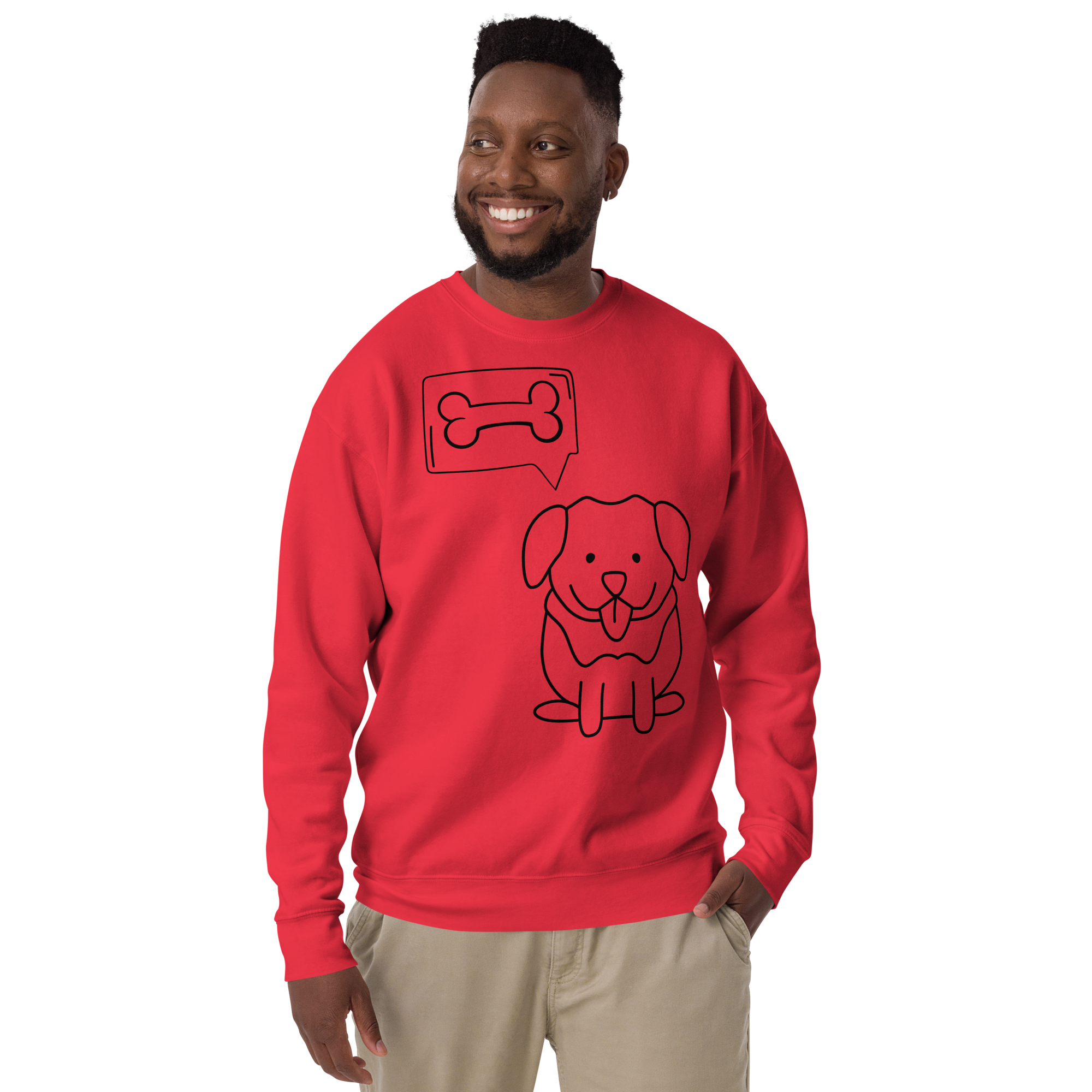 Unisex Cute Dog With A Bone Premium Printed Sweatshirt team-red