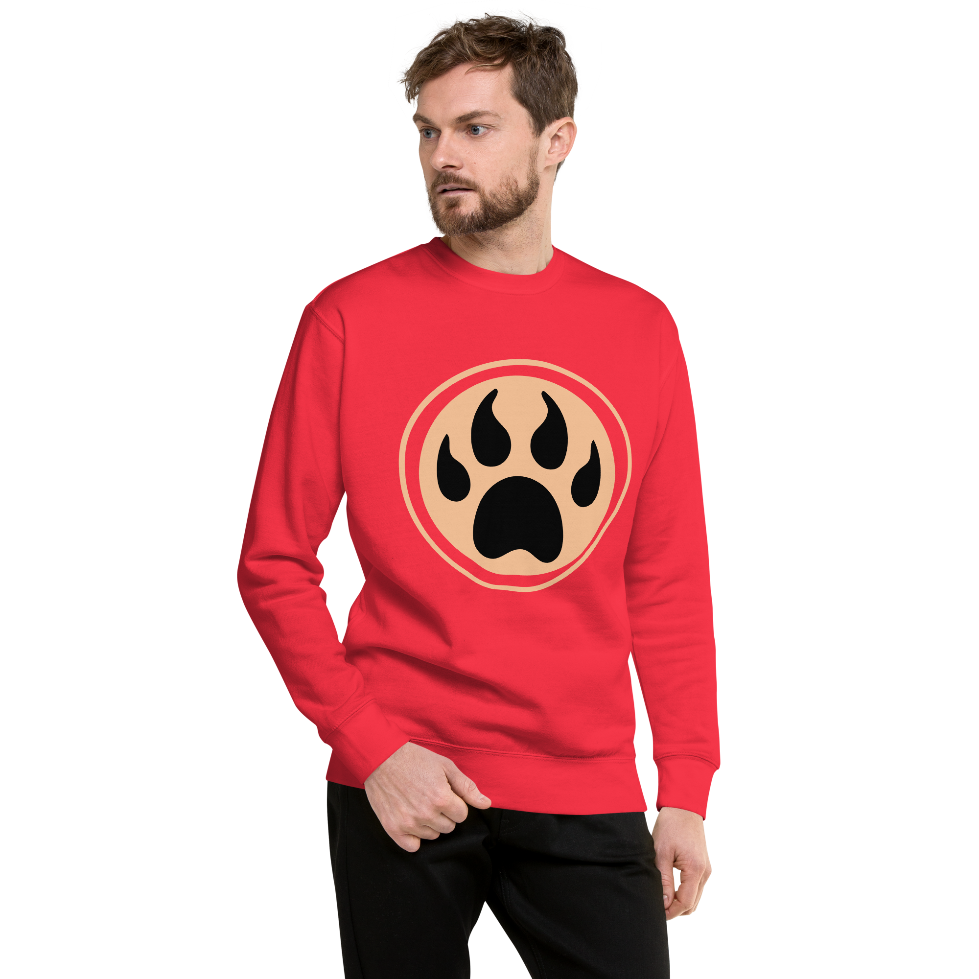 Unisex Dog Paw Premium Printed Sweatshirt team-red