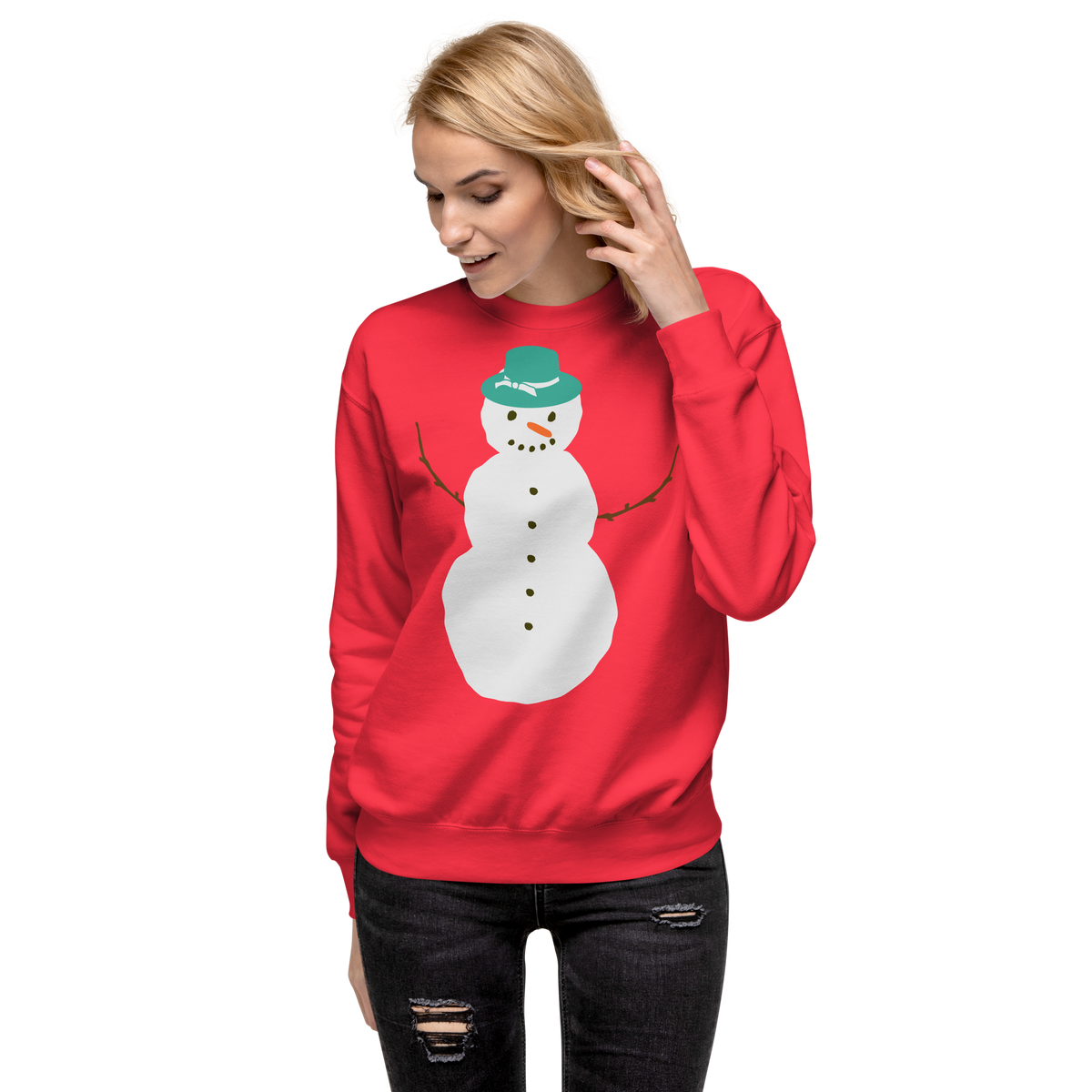 Unisex Snowman Christmas Premium Printed Sweatshirt team-red