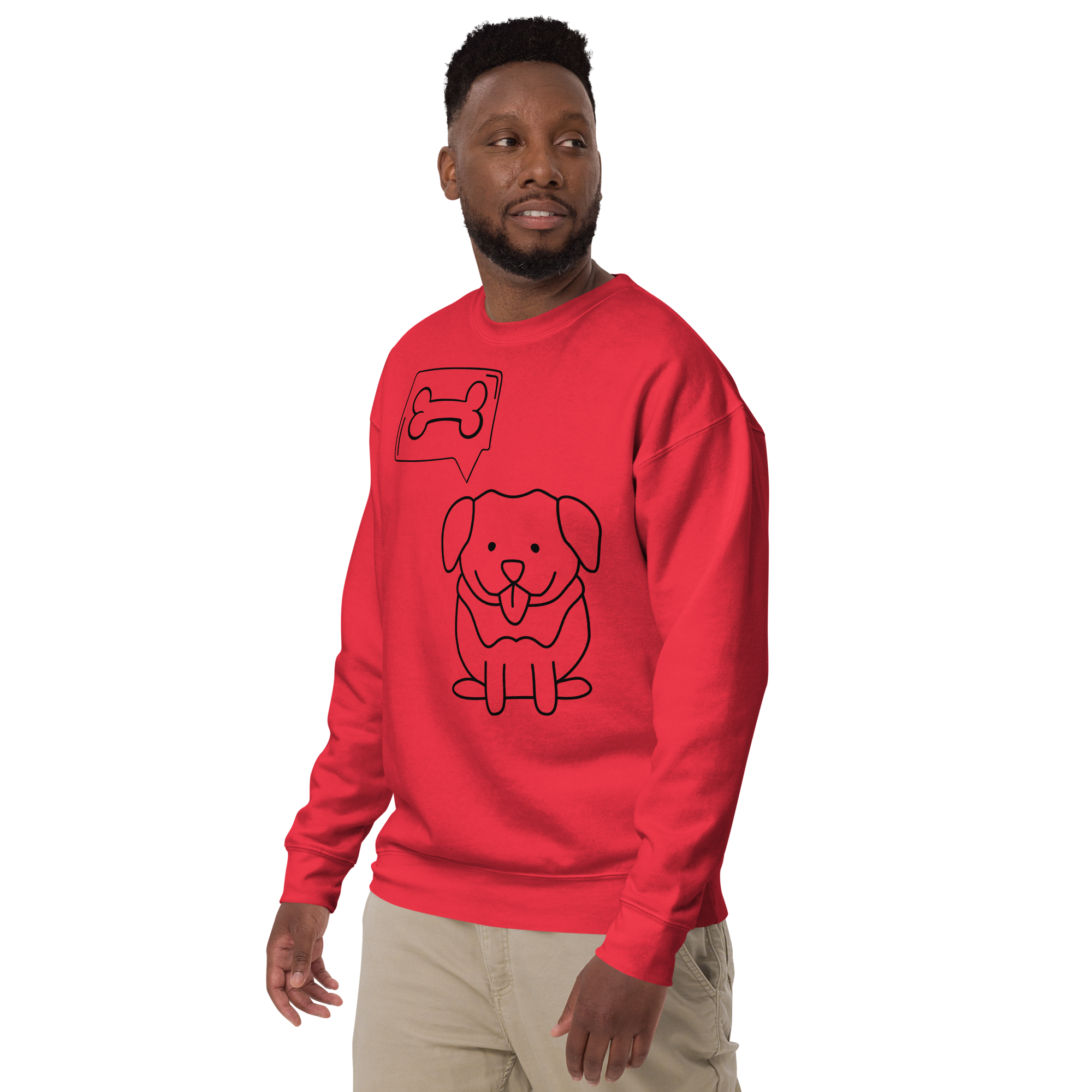 Unisex Cute Dog With A Bone Premium Printed Sweatshirt team-red