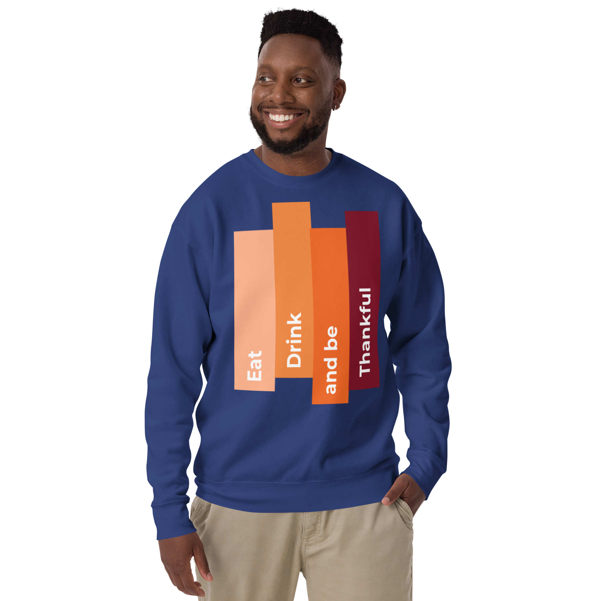 Unisex Eat Drink Be Thankful Fall Premium Printed Sweatshirt team-royal