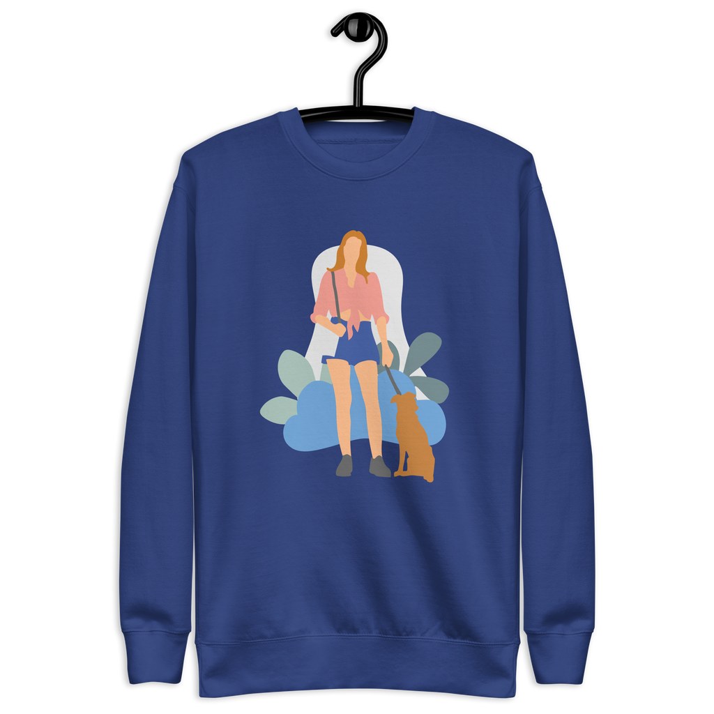 Unisex Girl With Dog Premium Printed Sweatshirt team-royal