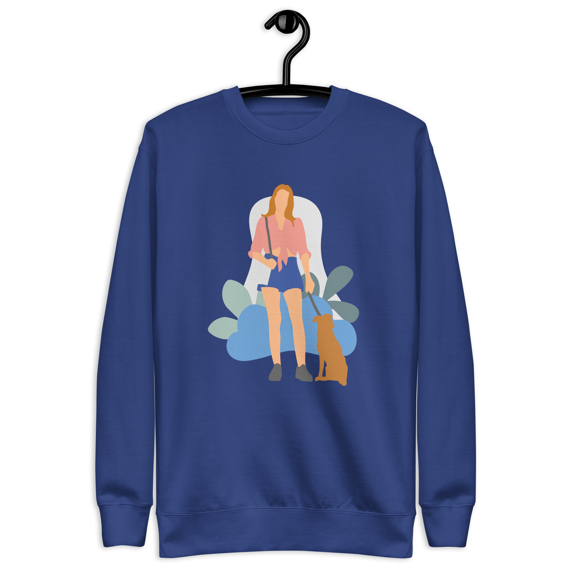 Unisex Girl With Dog Premium Printed Sweatshirt team-royal