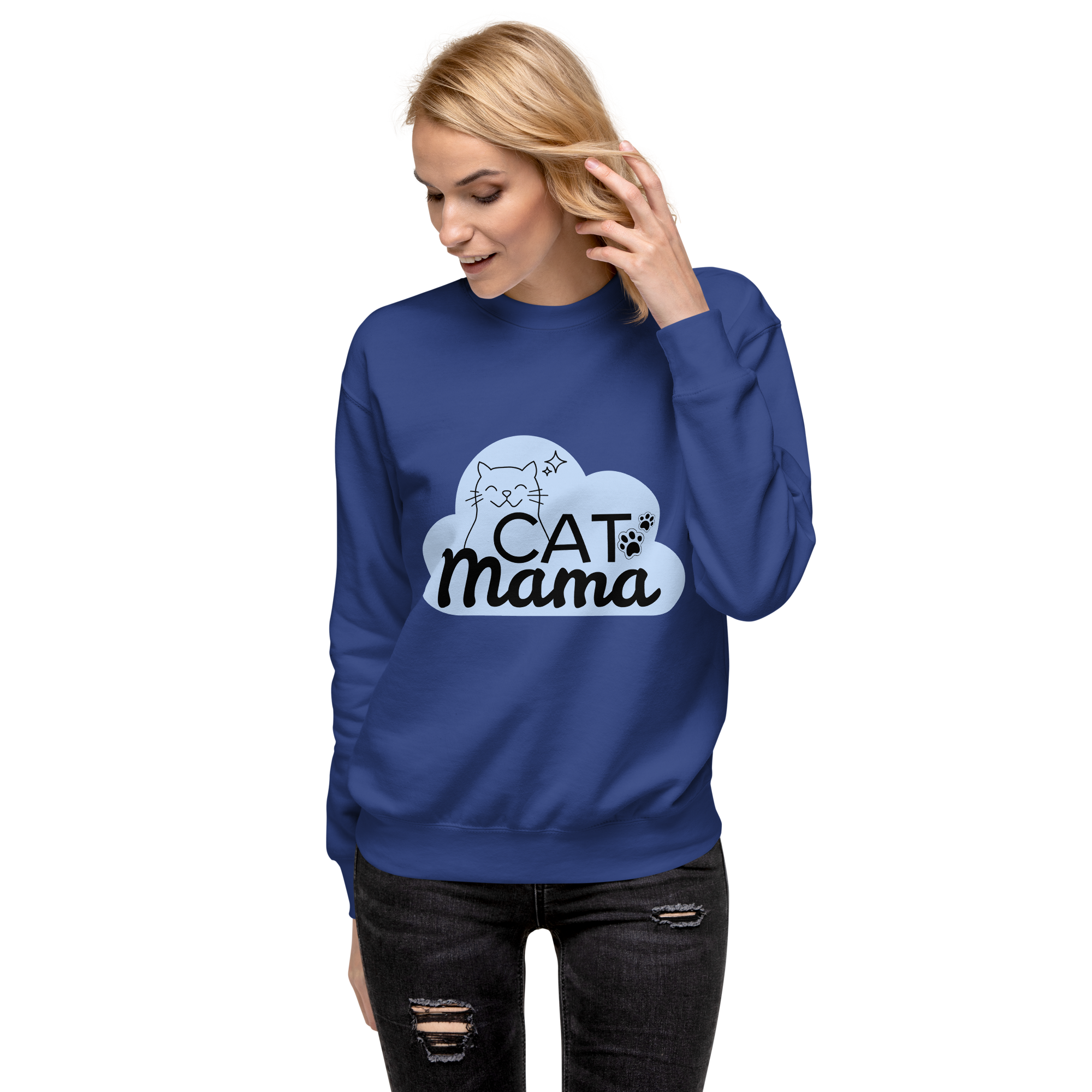 Unisex Cat Mama Premium Printed Sweatshirt 