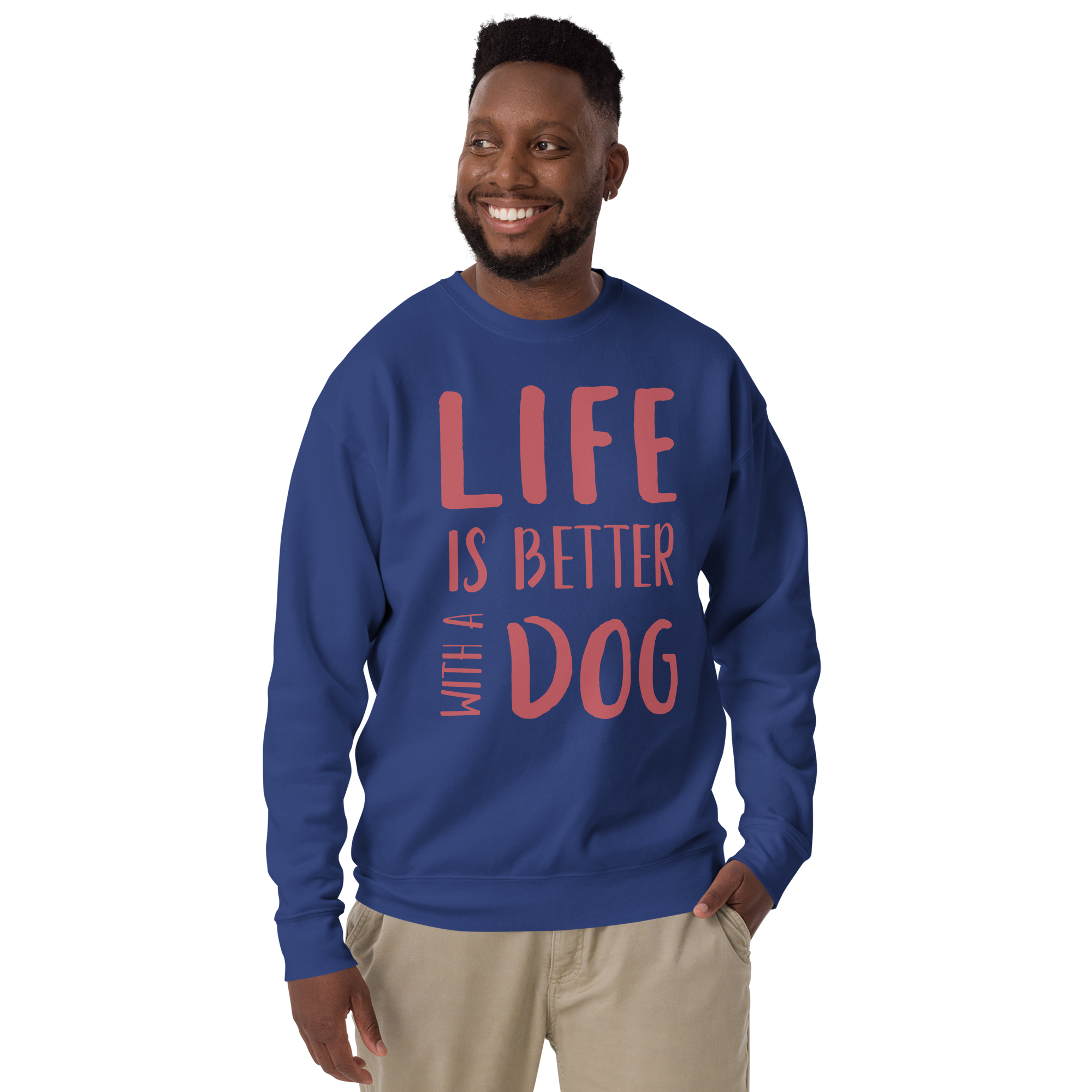 Unisex Life Is Better With Dog Premium Printed Sweatshirt charcoal-heather