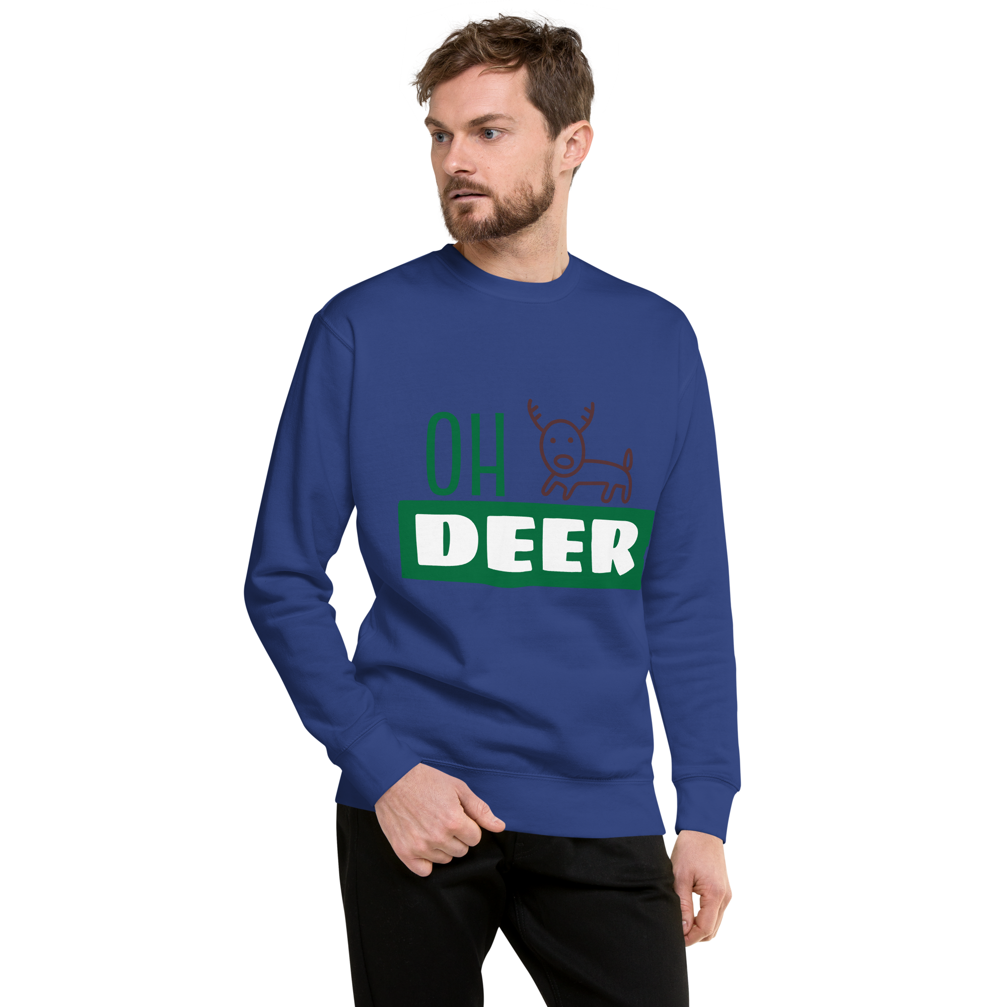 Unisex Deer Christmas Premium Printed Sweatshirt carbon-grey