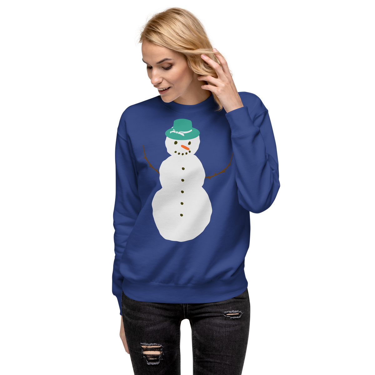 Unisex Snowman Christmas Premium Printed Sweatshirt carbon-grey