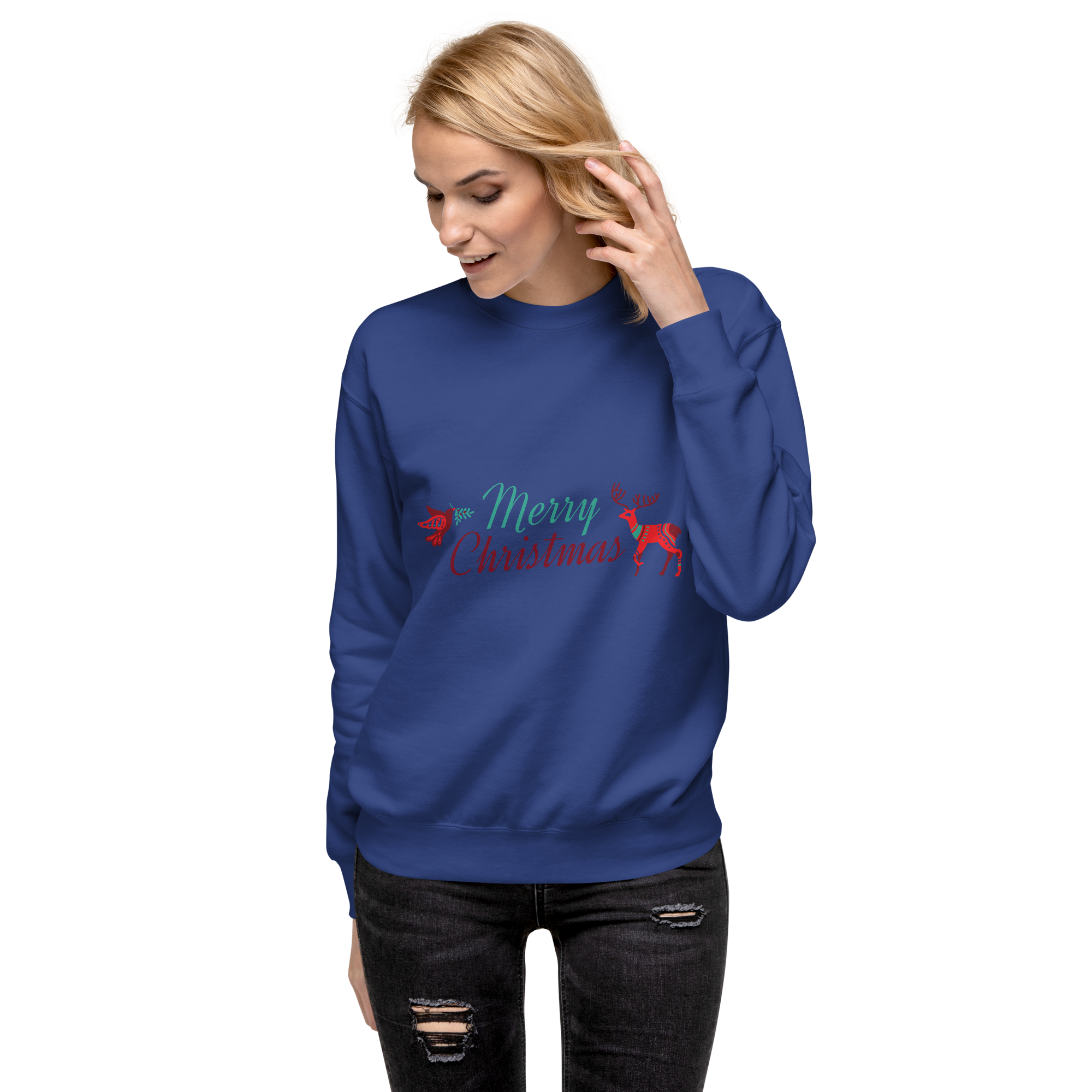 Unisex Deer Christmas Premium Printed Sweatshirt 1 dusty-rose