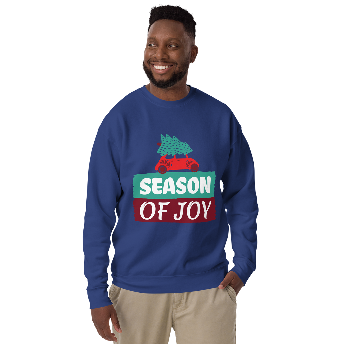 Unisex Season Of Joy Christmas Premium Printed Sweatshirt white