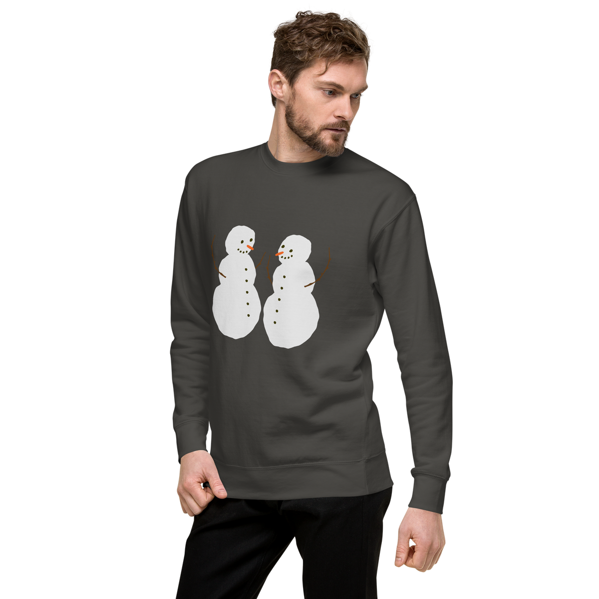 Unisex Snowman Christmas Premium Printed Sweatshirt 1 black
