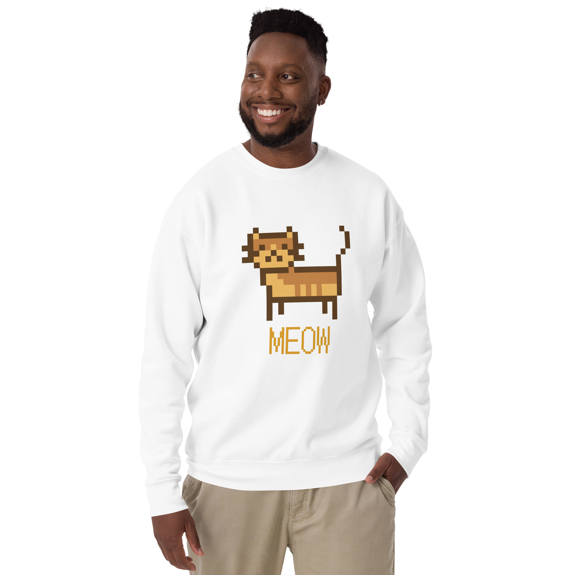 Unisex Pixel Cat Meow Premium Printed Sweatshirt 