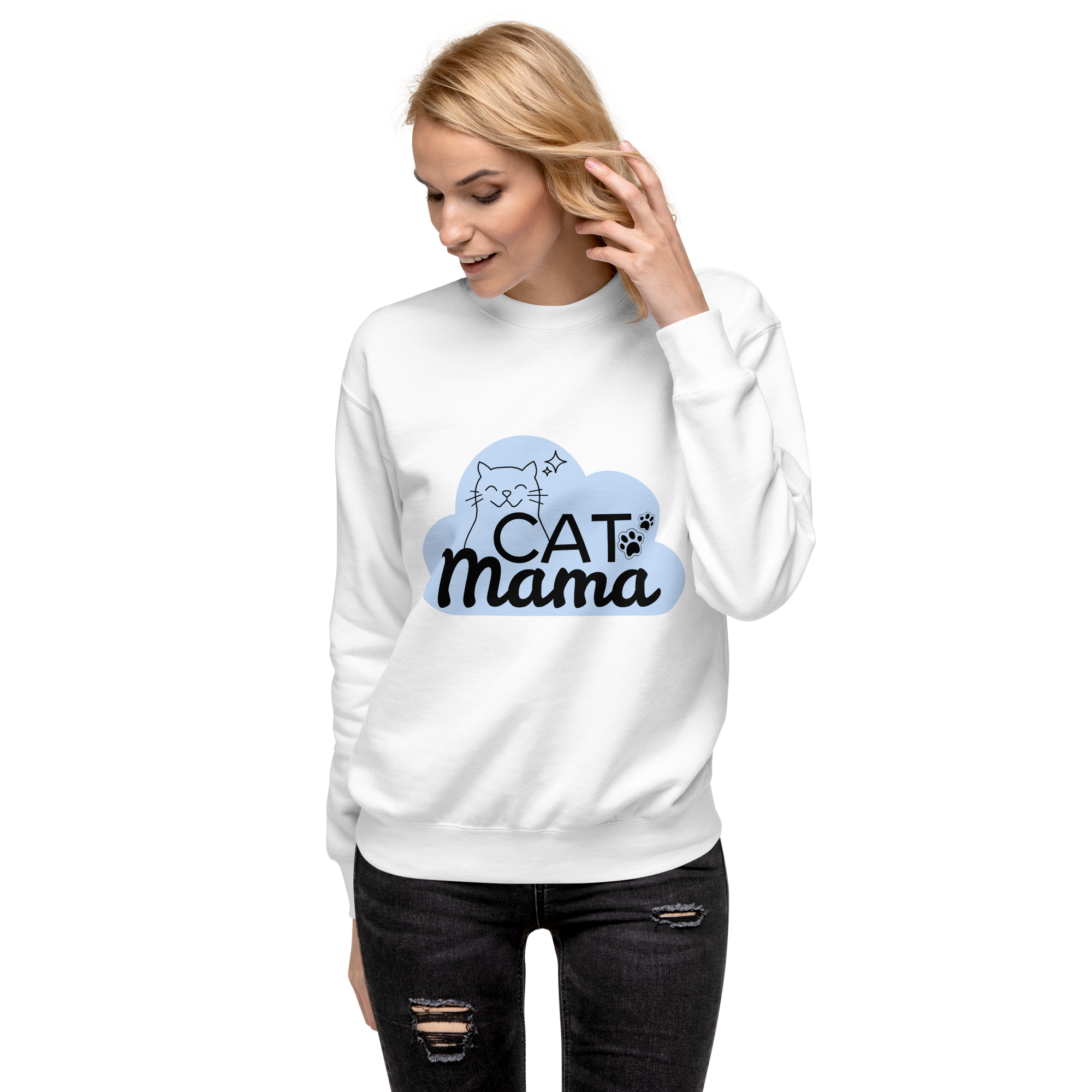 Unisex Cat Mama Premium Printed Sweatshirt 