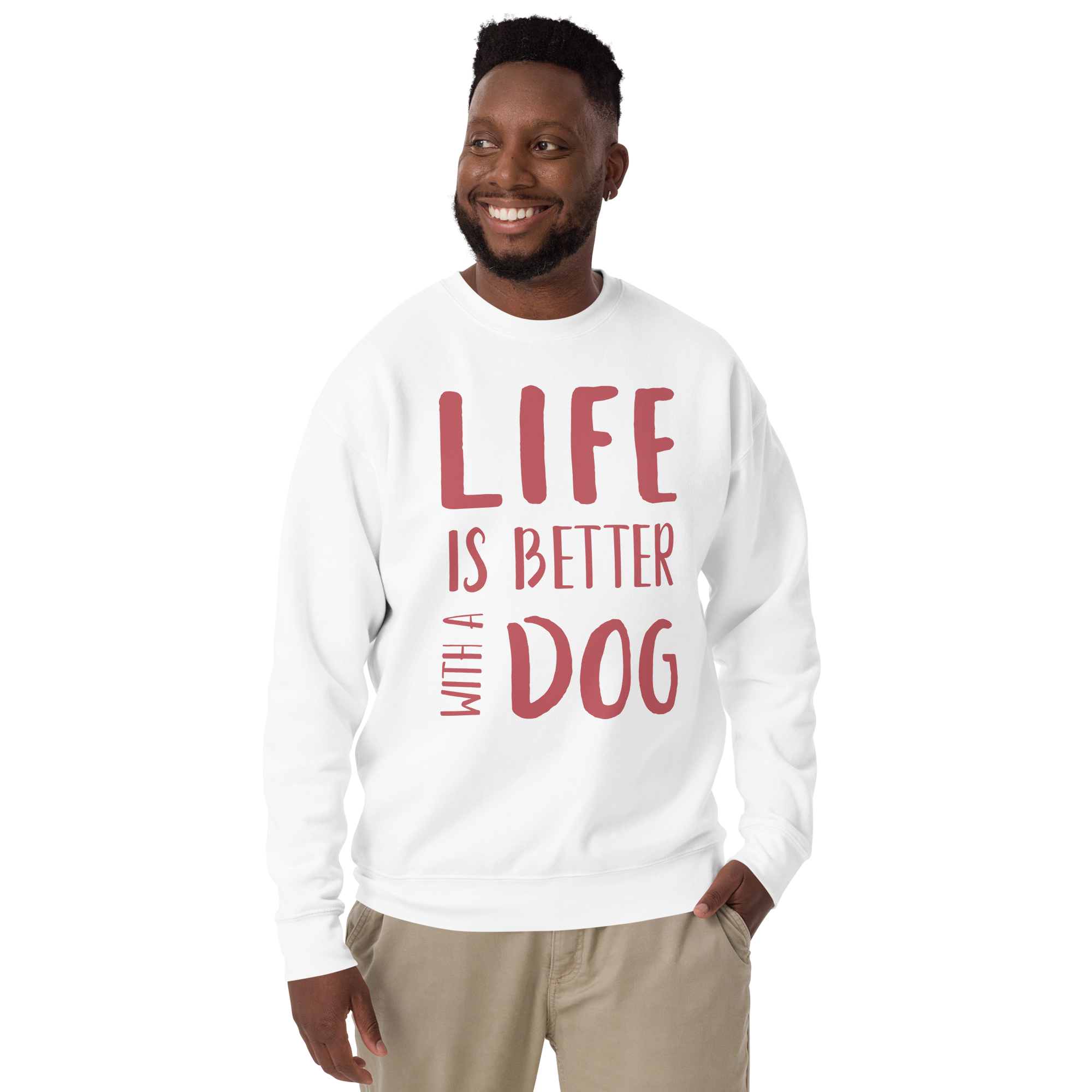Unisex Life Is Better With Dog Premium Printed Sweatshirt black