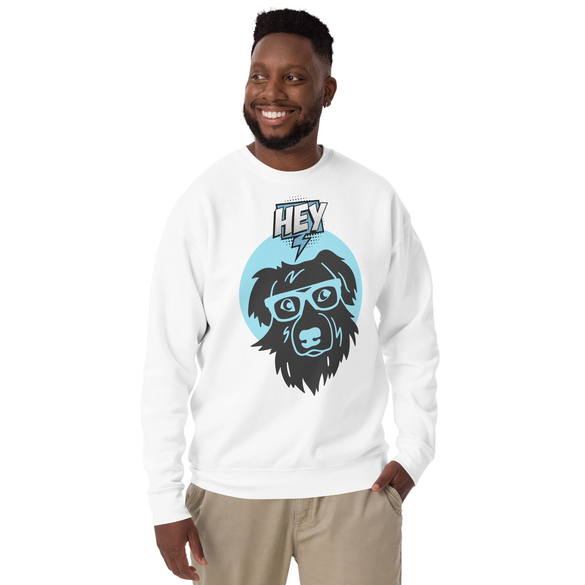 Unisex Hey Dog Graphic Premium Printed Sweatshirt bone