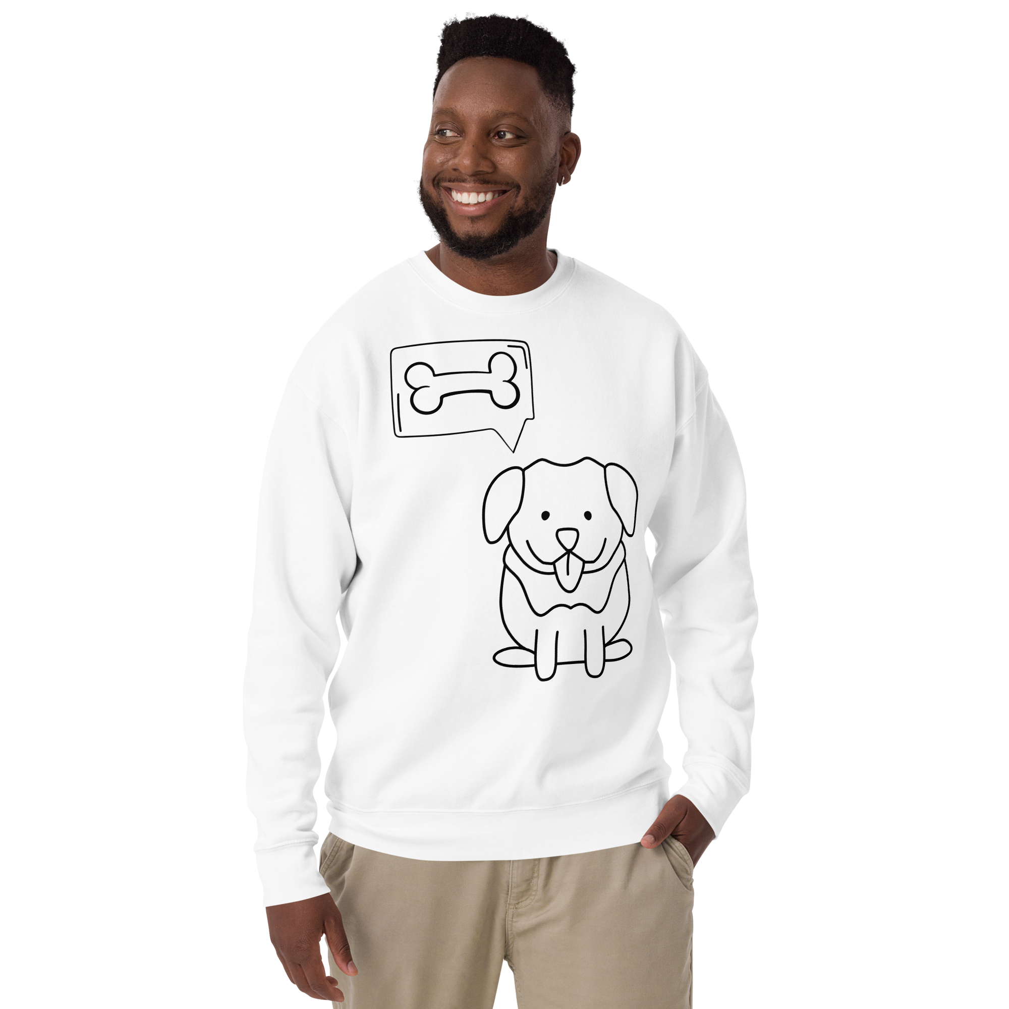 Unisex Cute Dog With A Bone Premium Printed Sweatshirt carbon-grey