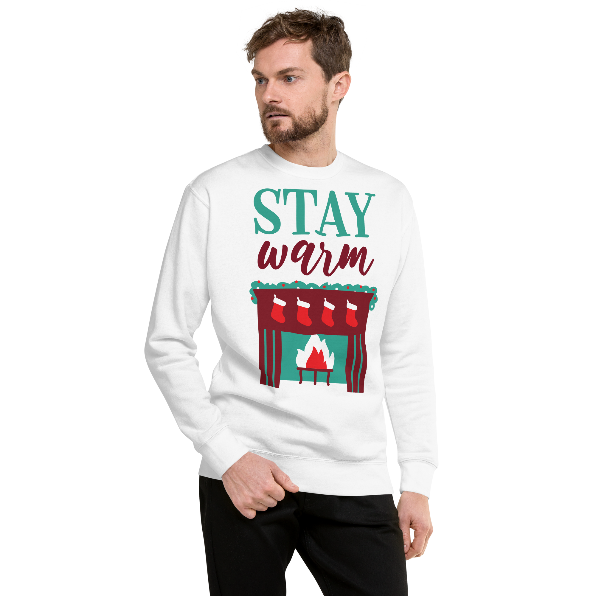 Unisex Stay Warm Christmas Premium Printed Sweatshirt black