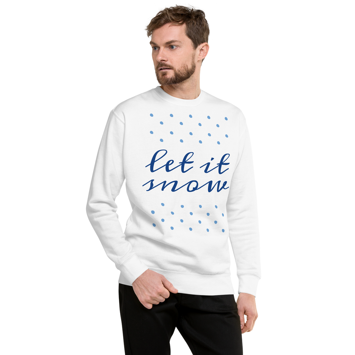 Unisex Let It Snow Christmas Premium Printed Sweatshirt black